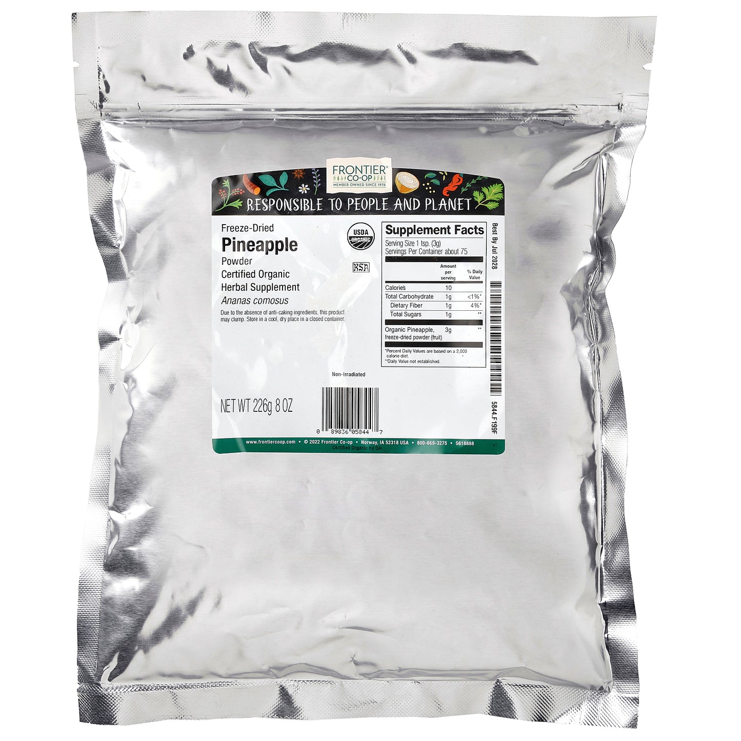 Frontier Co-op, Organic Freeze-Dried Pineapple Powder, 8 oz (226 g)