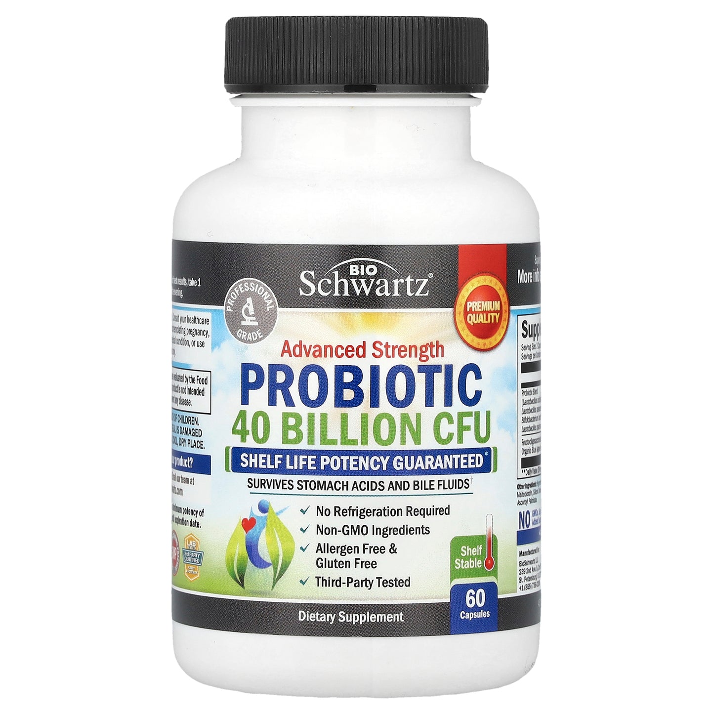 BioSchwartz, Advanced Strength Probiotic, 60 Capsules