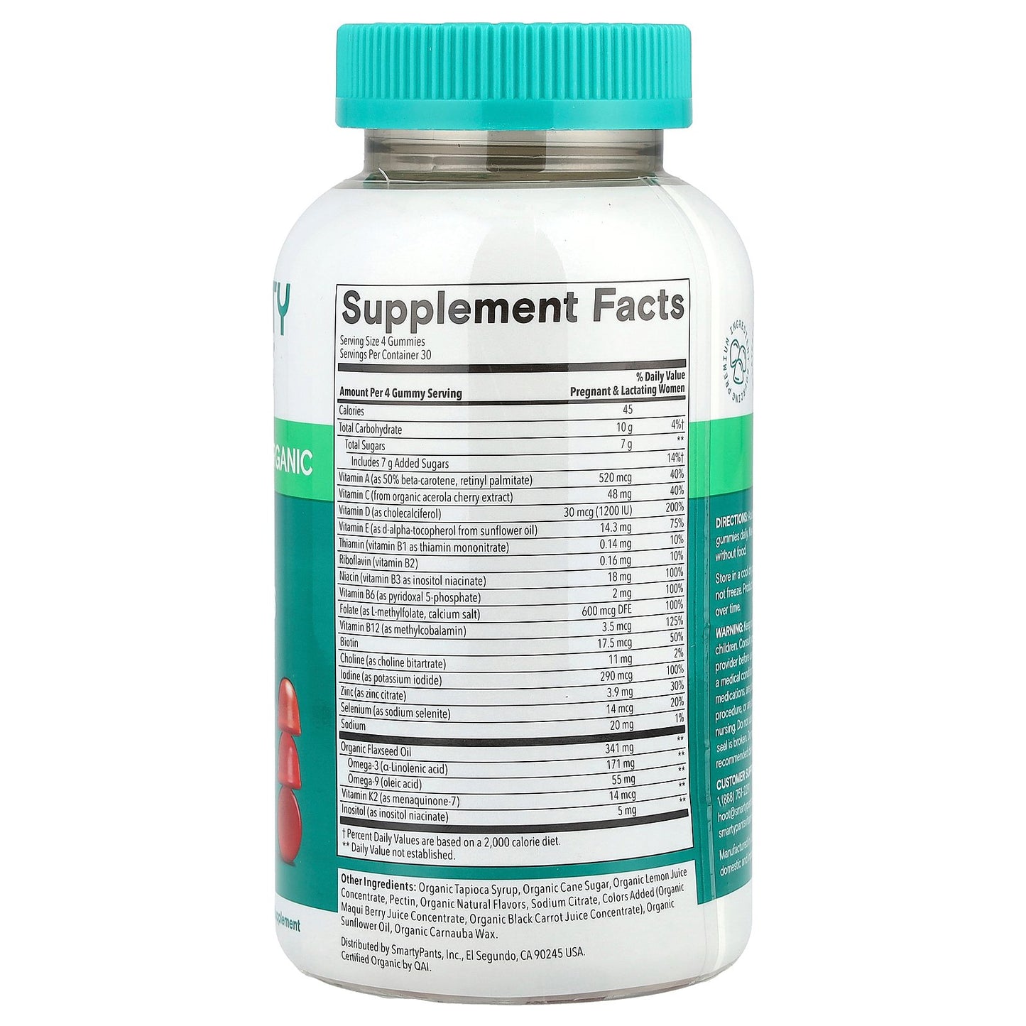 SmartyPants, Organic Prenatal Multi & Omegas, Grape, Blueberry & Mixed Berry, 120 Gummies