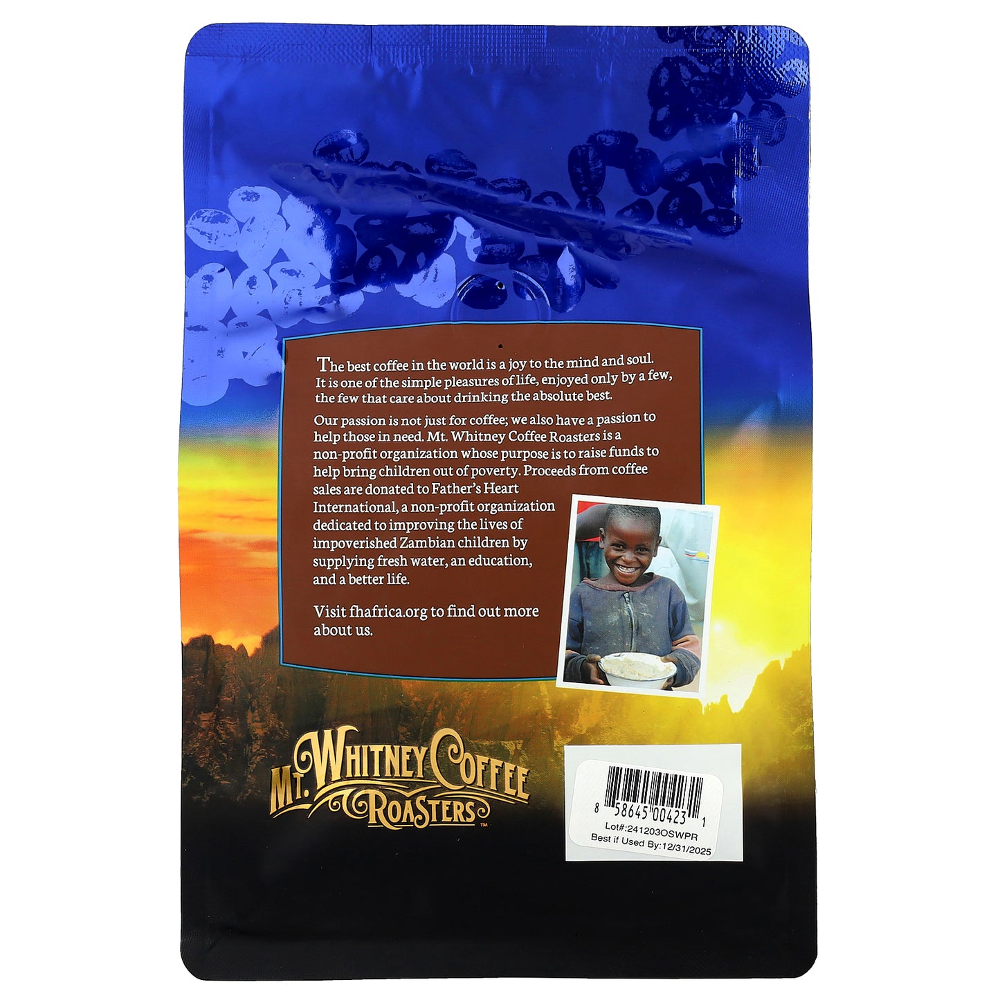 Mt. Whitney Coffee Roasters, Organic Peru Decaf, Whole Bean, Medium Roast, 12 oz (340 g)