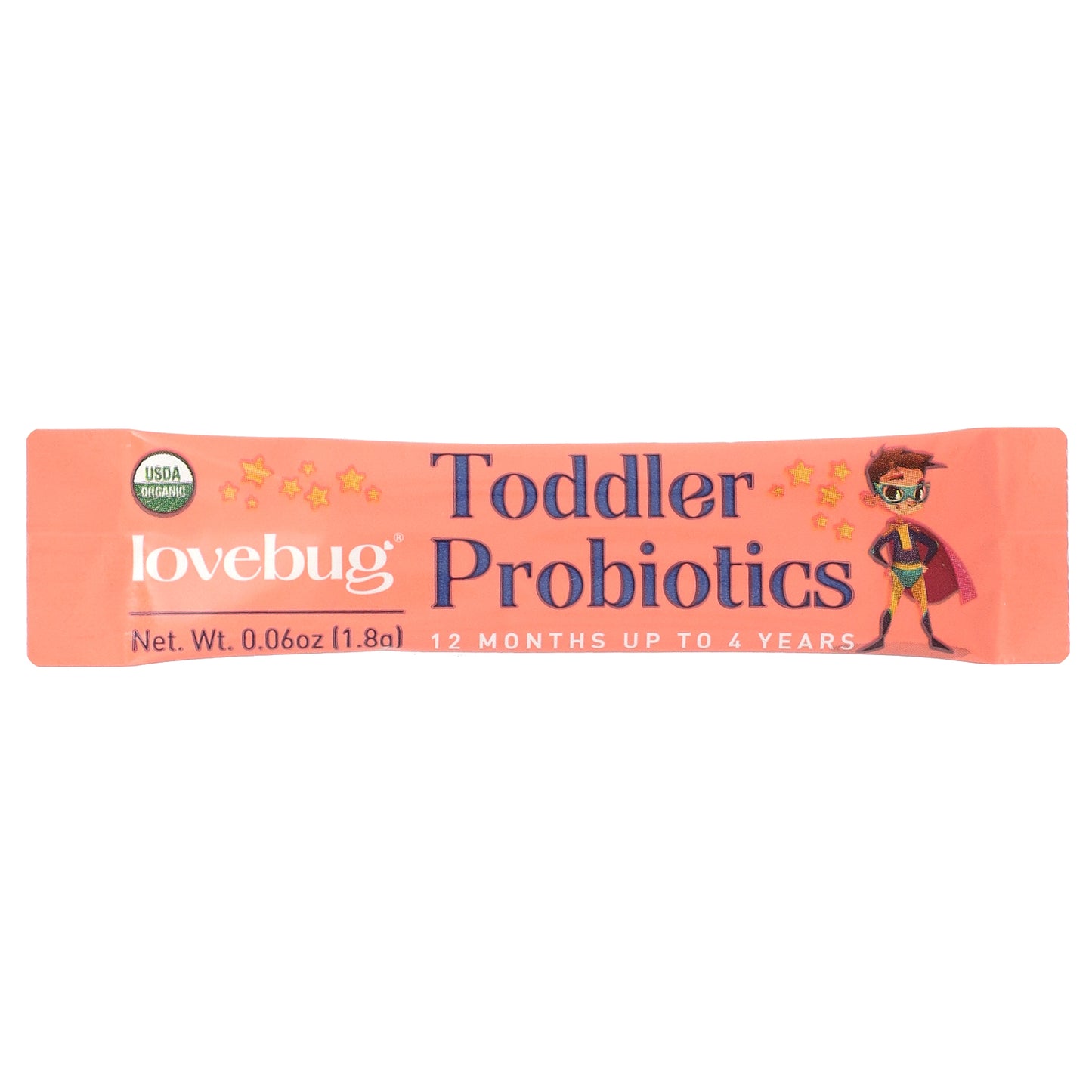 LoveBug Probiotics, Toddler Probiotics, 12 Months Up To 4 Years, 15 Billion CFU, 30 Single Serve Stick Packs, 0.06 oz (1.8 g) Each