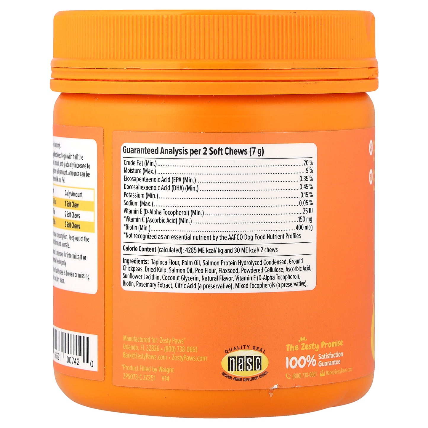 Zesty Paws, Skin & Coat Bites + Salmon Oil, For Dogs, All Ages, Salmon , 90 Soft Chews, 11.1 oz (315 g)