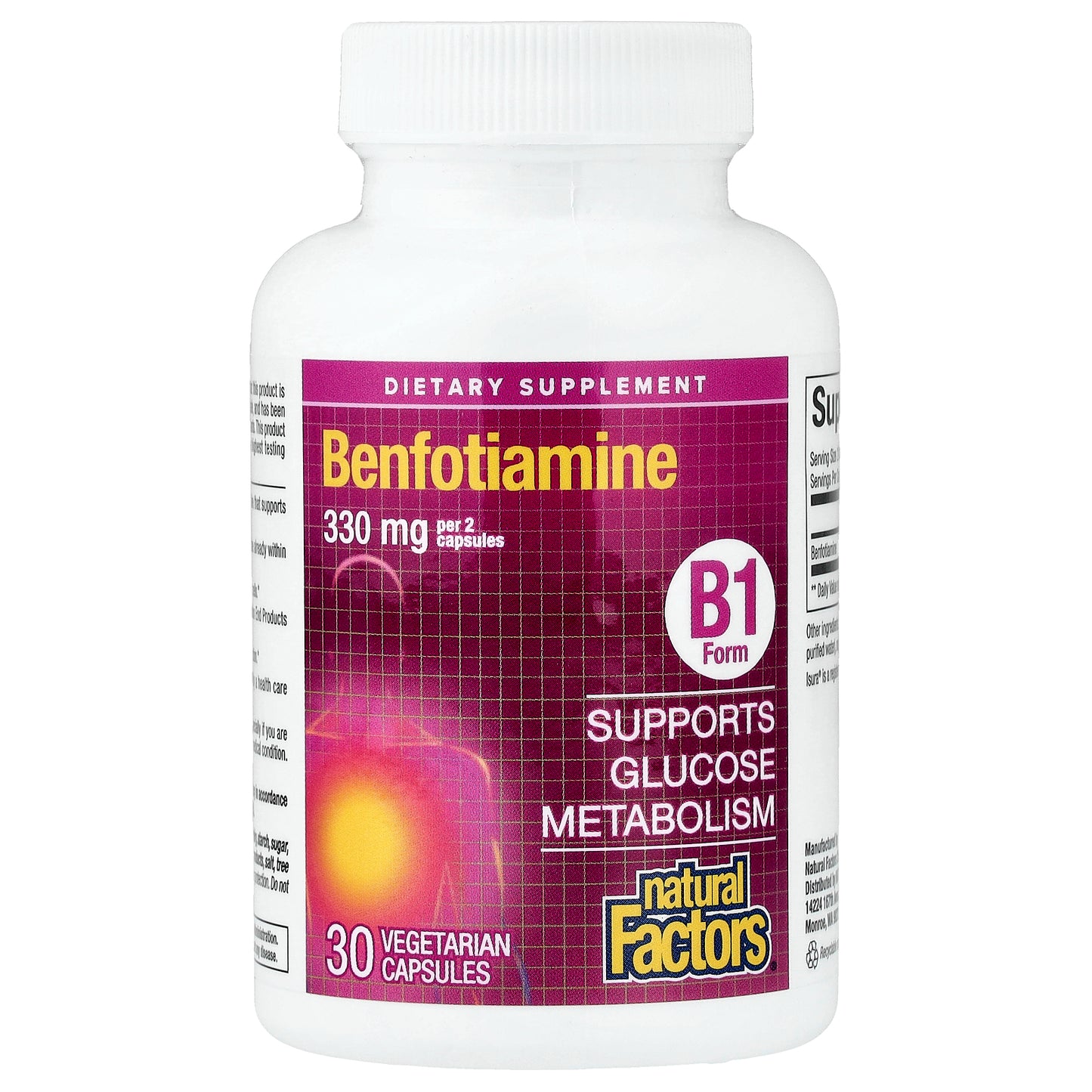 Natural Factors, Benfotiamine, 30 Vegetarian Capsules (165 mg per Capsule)