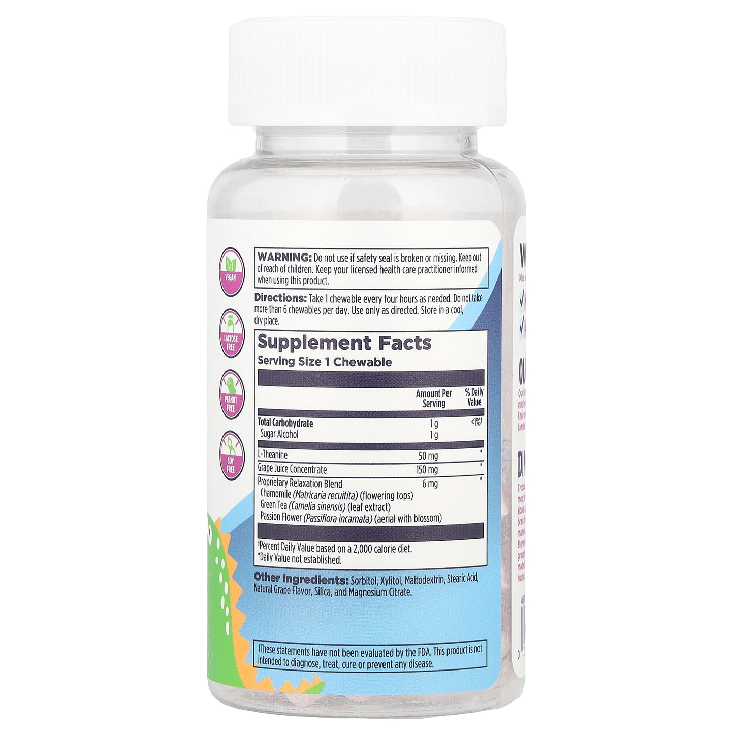 KAL, Dinosaurs®, Relax-a-Saurus™, Grape, 30 Chewables