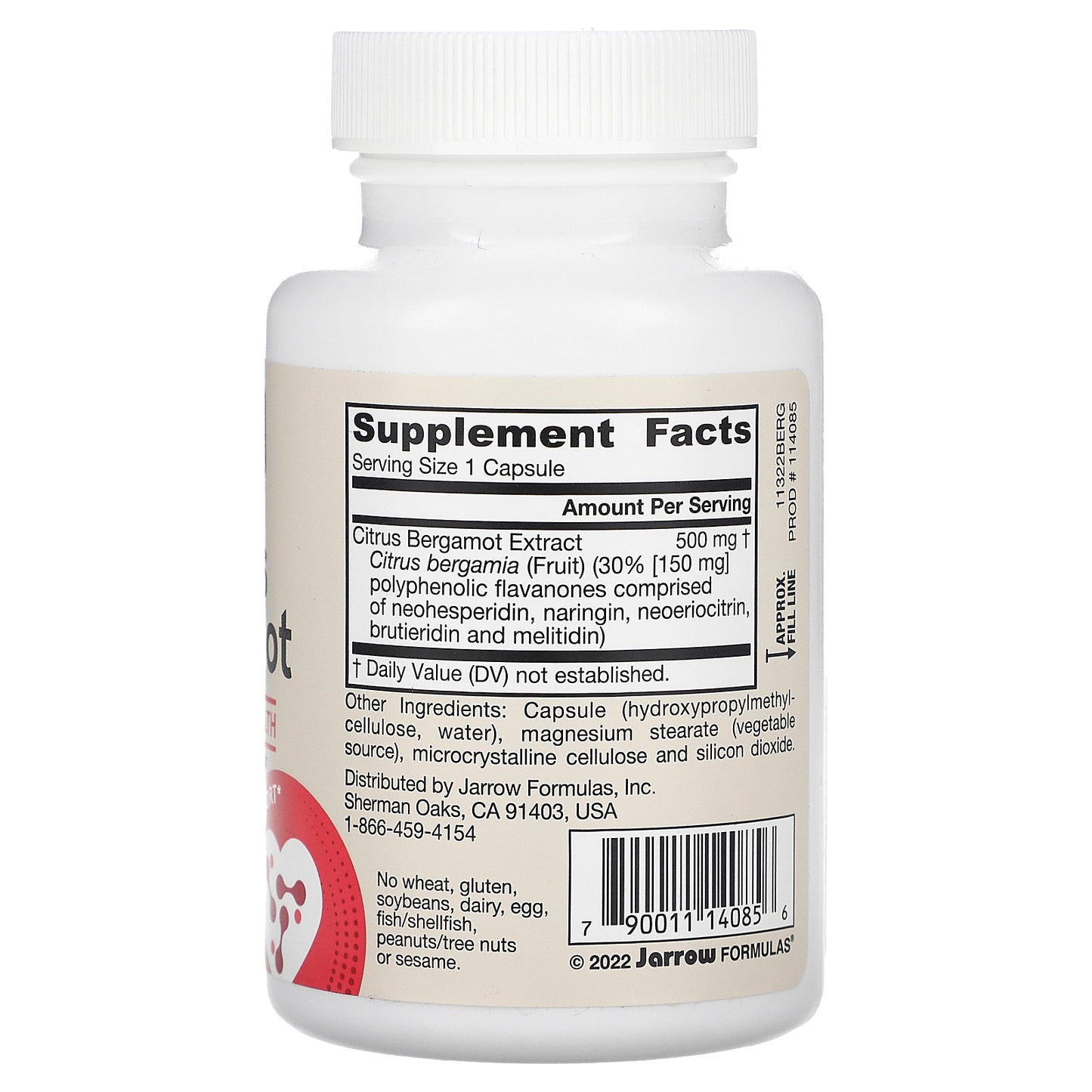 Jarrow Formulas, Vegan Citrus Bergamot, 60 Veggie Capsules (500 mg per Capsule)