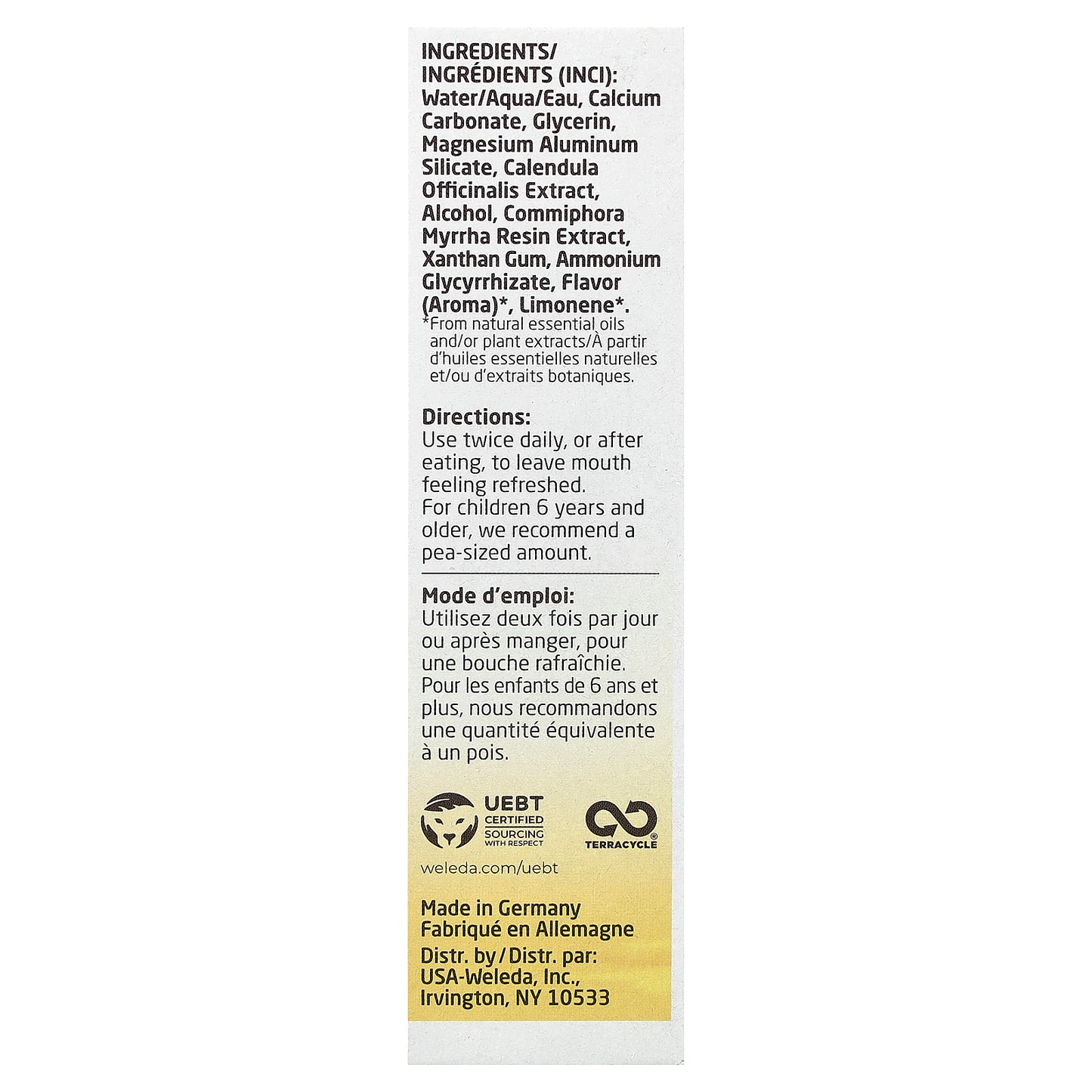 Weleda, Oral Care, Calendula Toothpaste, Gentle Fennel, 2.5 fl oz (75 ml)