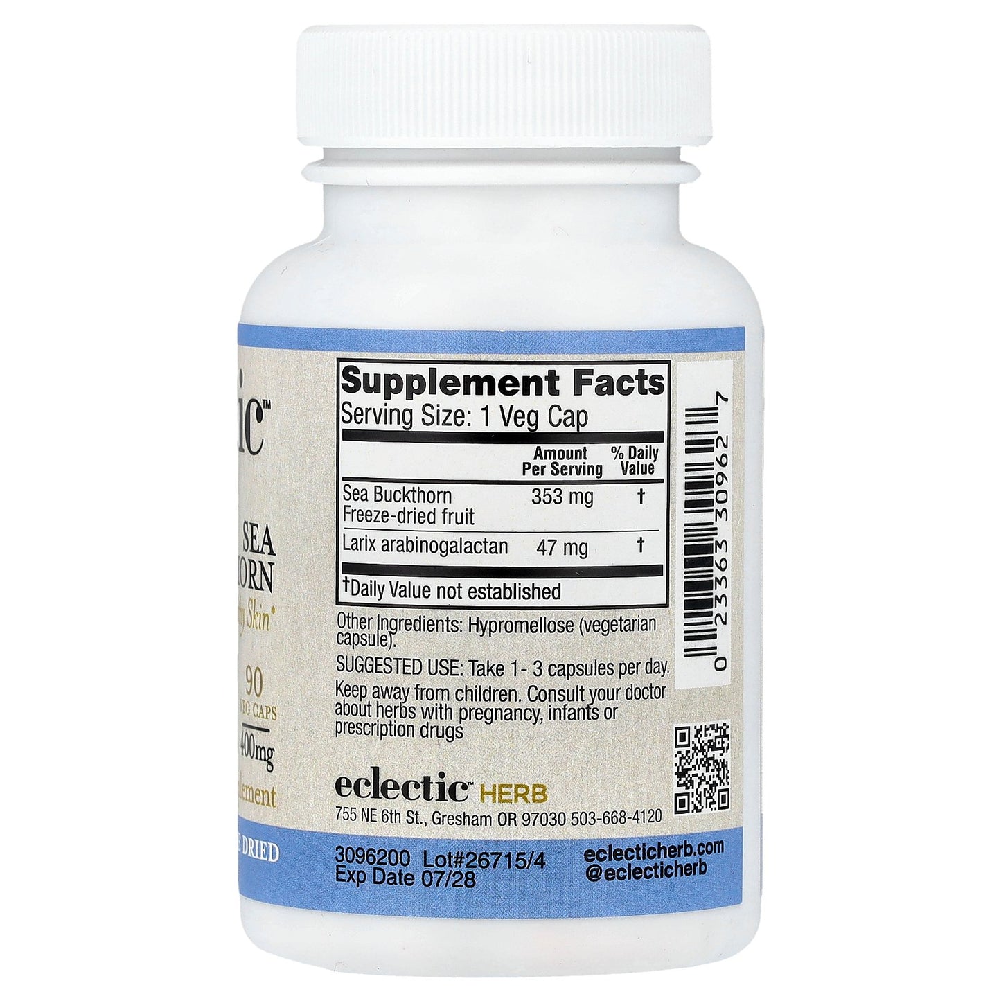 Eclectic Herb, Freeze Dried, Sea Buckthorn, 90 Veg Caps
