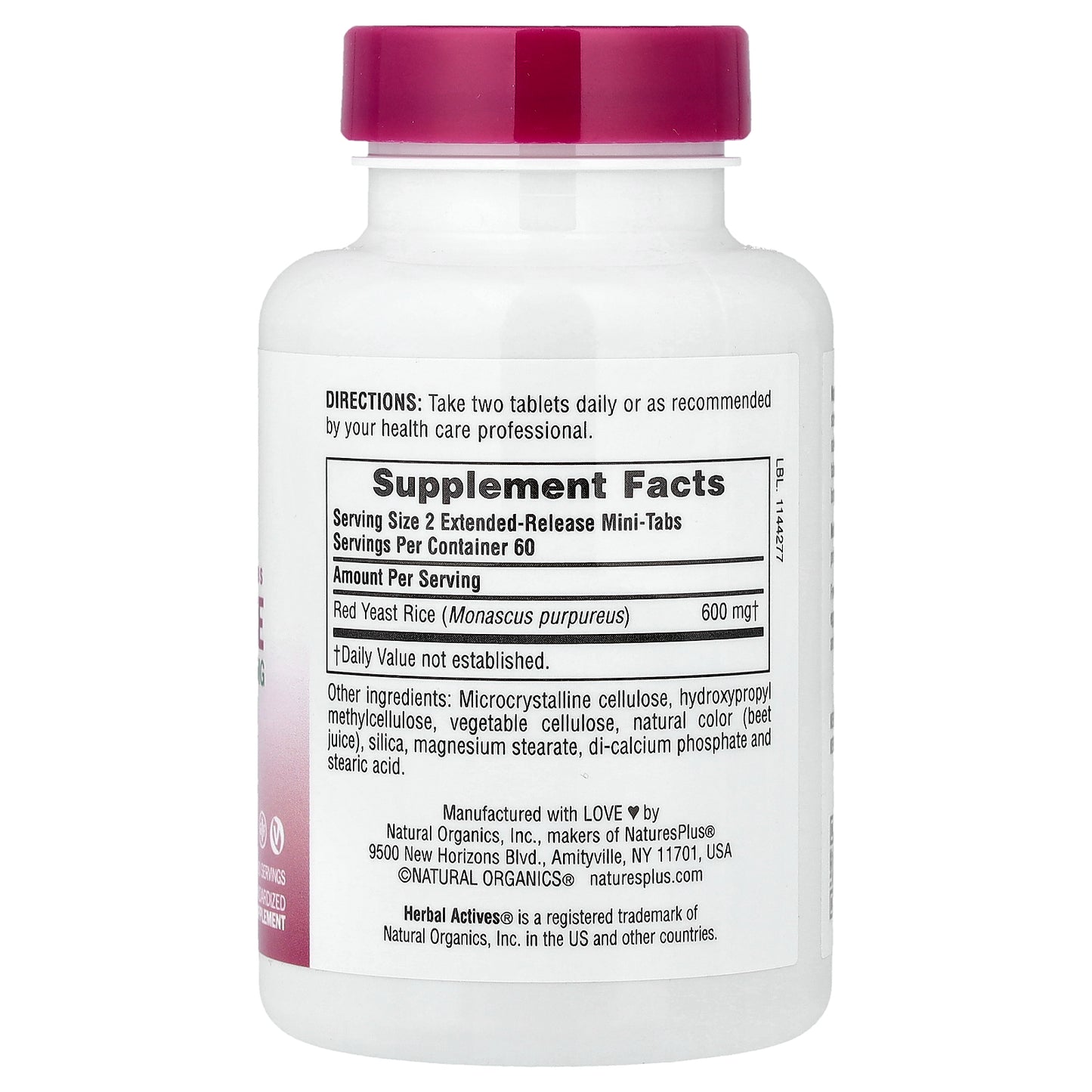 NaturesPlus, Herbal Actives, Red Yeast Rice, 120 Mini-Tabs (300 mg per Tab)