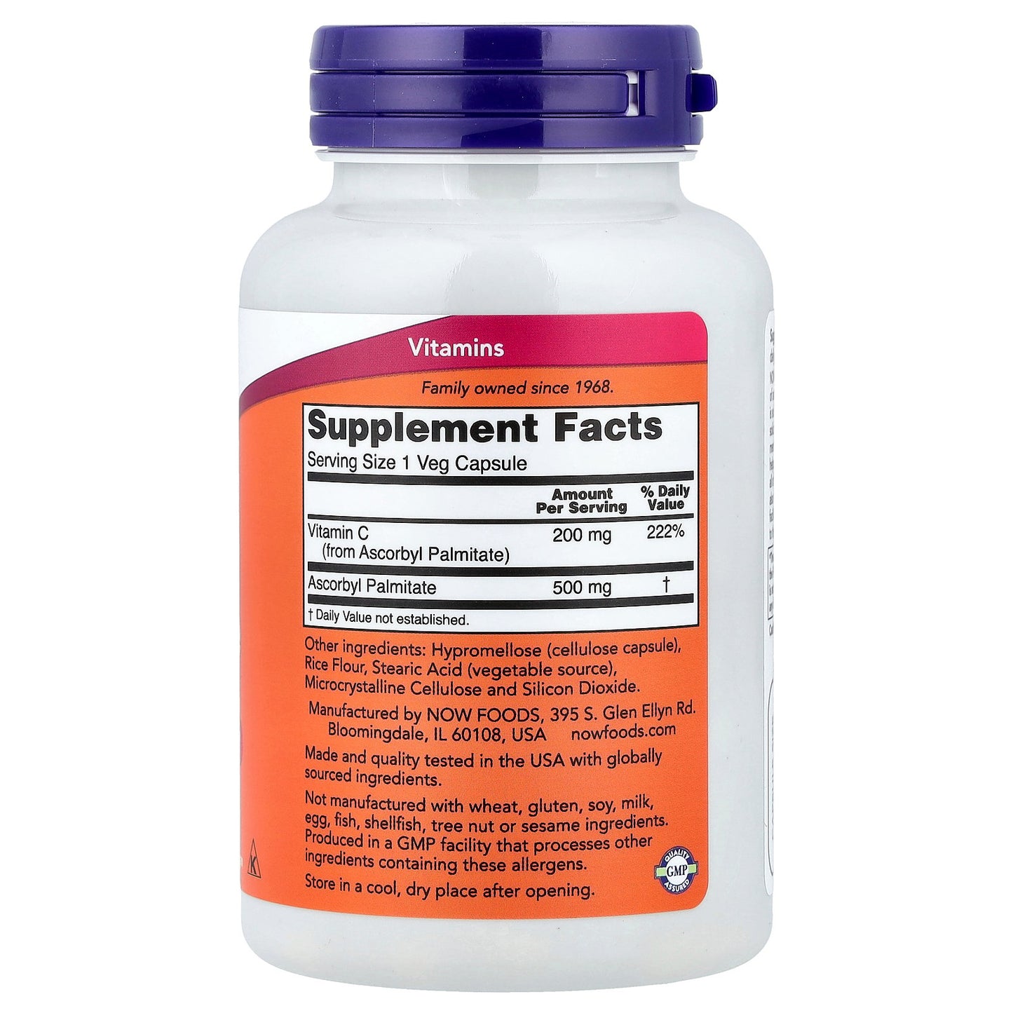NOW Foods, Ascorbyl Palmitate, 500 mg, 100 Veg Capsules