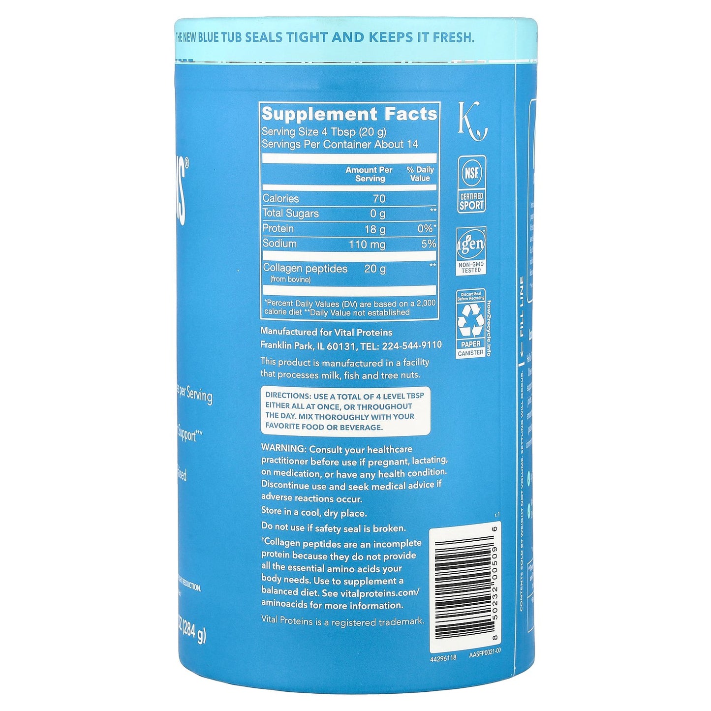 Vital Proteins, Collagen Peptides, Unflavored, 10 oz (284 g)