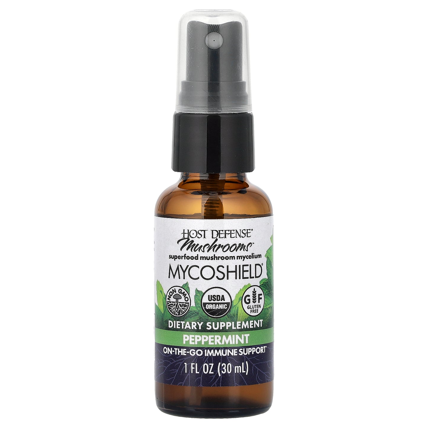 Host Defense, Mushrooms, MycoShield® Spray, Peppermint, 1 fl oz (30 ml)