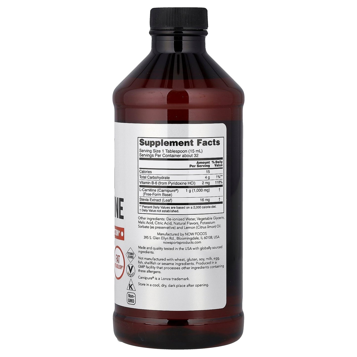 NOW Foods, Sports, Liquid L-Carnitine, Citrus, 16 fl oz (473 ml)