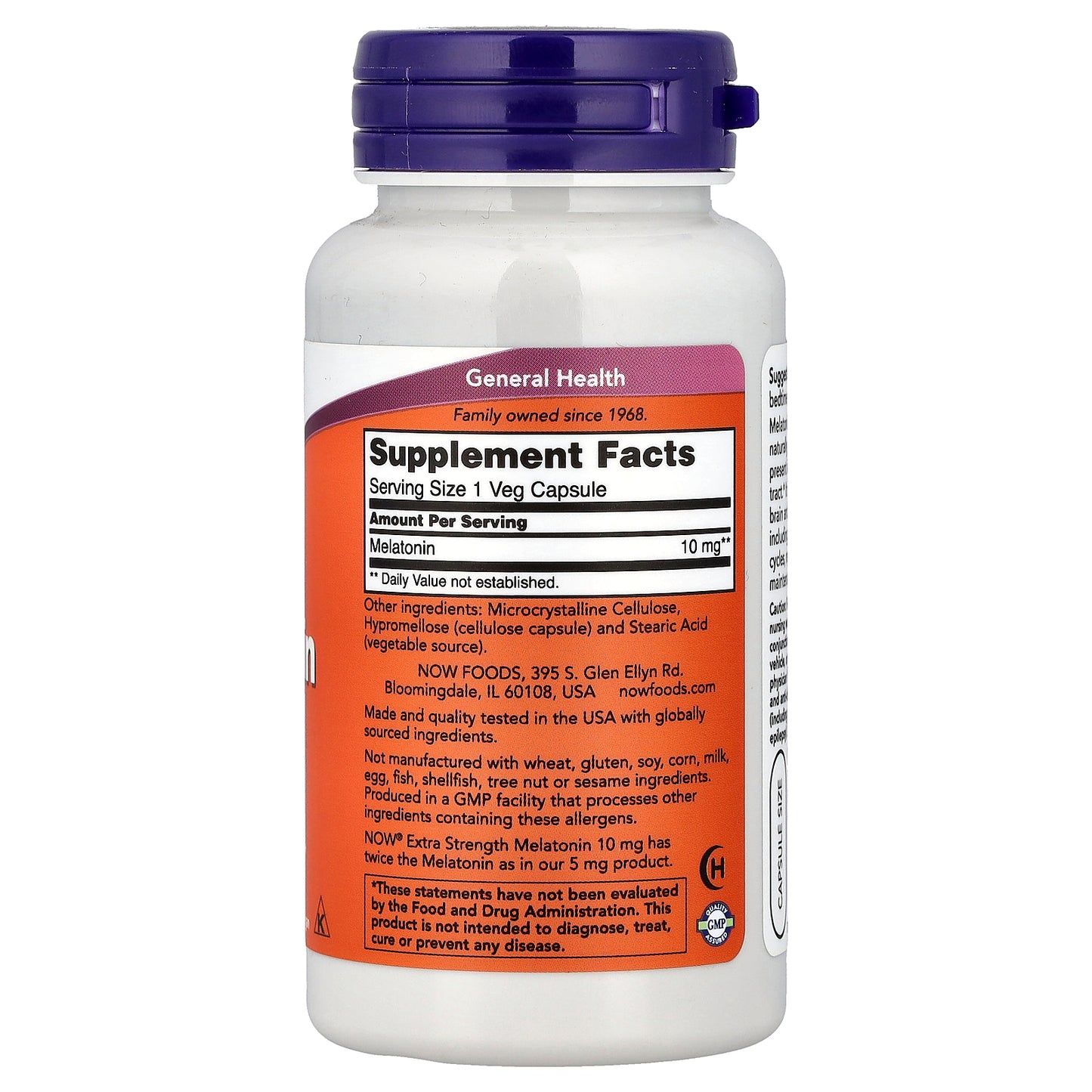 NOW Foods, Melatonin, 10 mg, 100 Veg Capsules