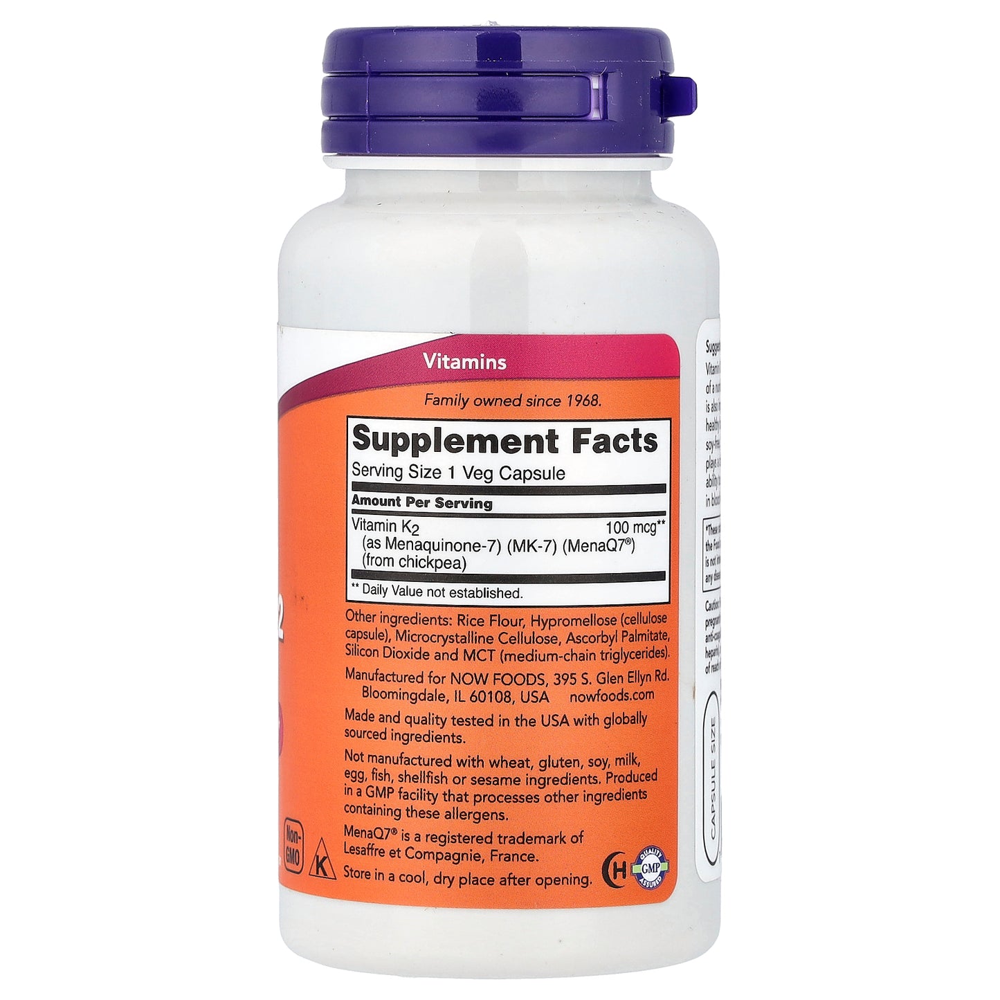 NOW Foods, MK-7 Vitamin K-2 , 100 mcg, 120 Veg Capsules