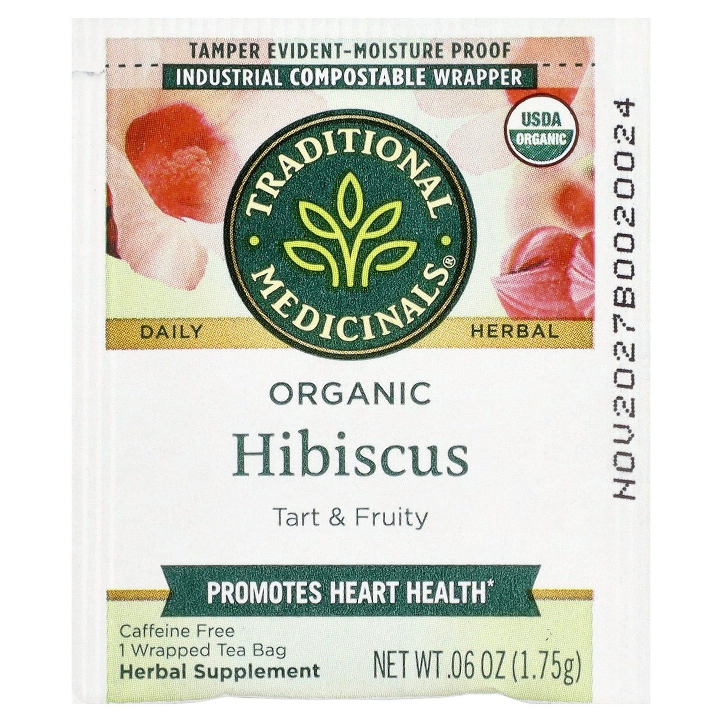 Traditional Medicinals, Organic Hibiscus, Caffeine Free, 16 Wrapped Tea Bags, 0.99 oz (28 g)