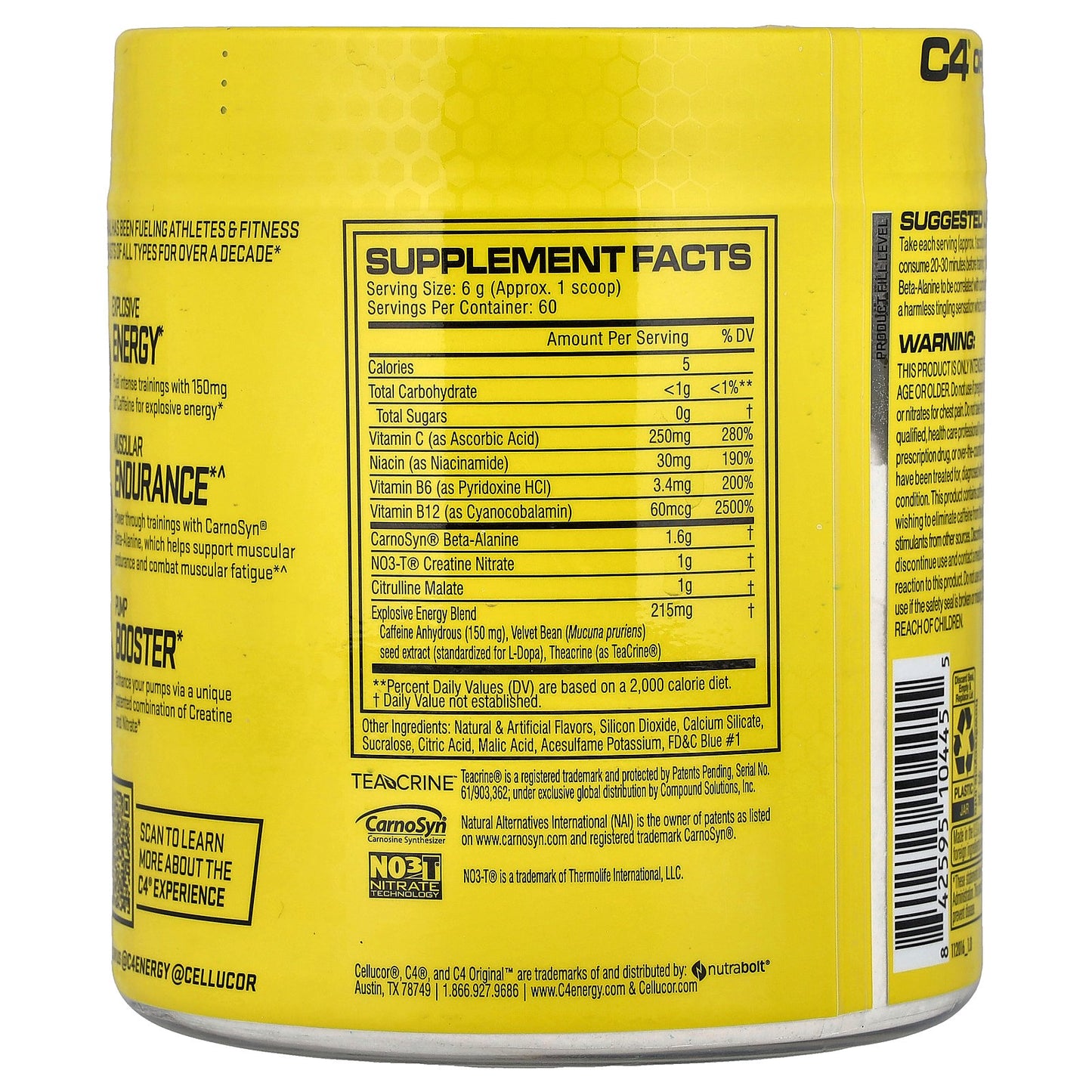 C4 / Cellucor, C4® Original, Pre-Workout, Icy Blue Razz, 12.7 oz (360 g)