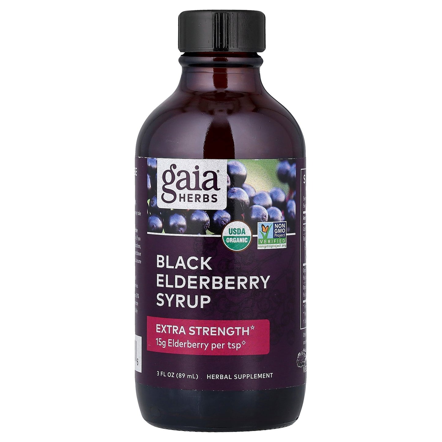 Gaia Herbs, Black Elderberry Syrup, 3 fl oz (89 ml)