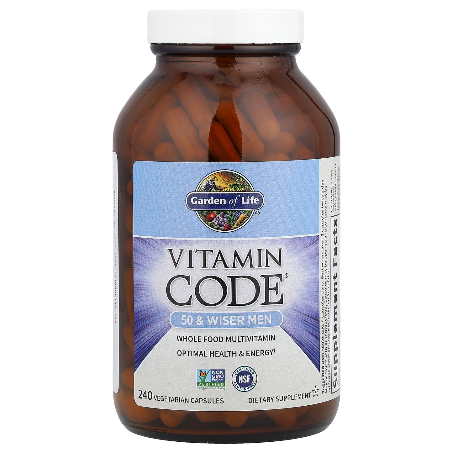 Garden of Life, Vitamin Code®, 50 & Wiser Men, Whole Food Multivitamin, 240 Vegetarian Capsules