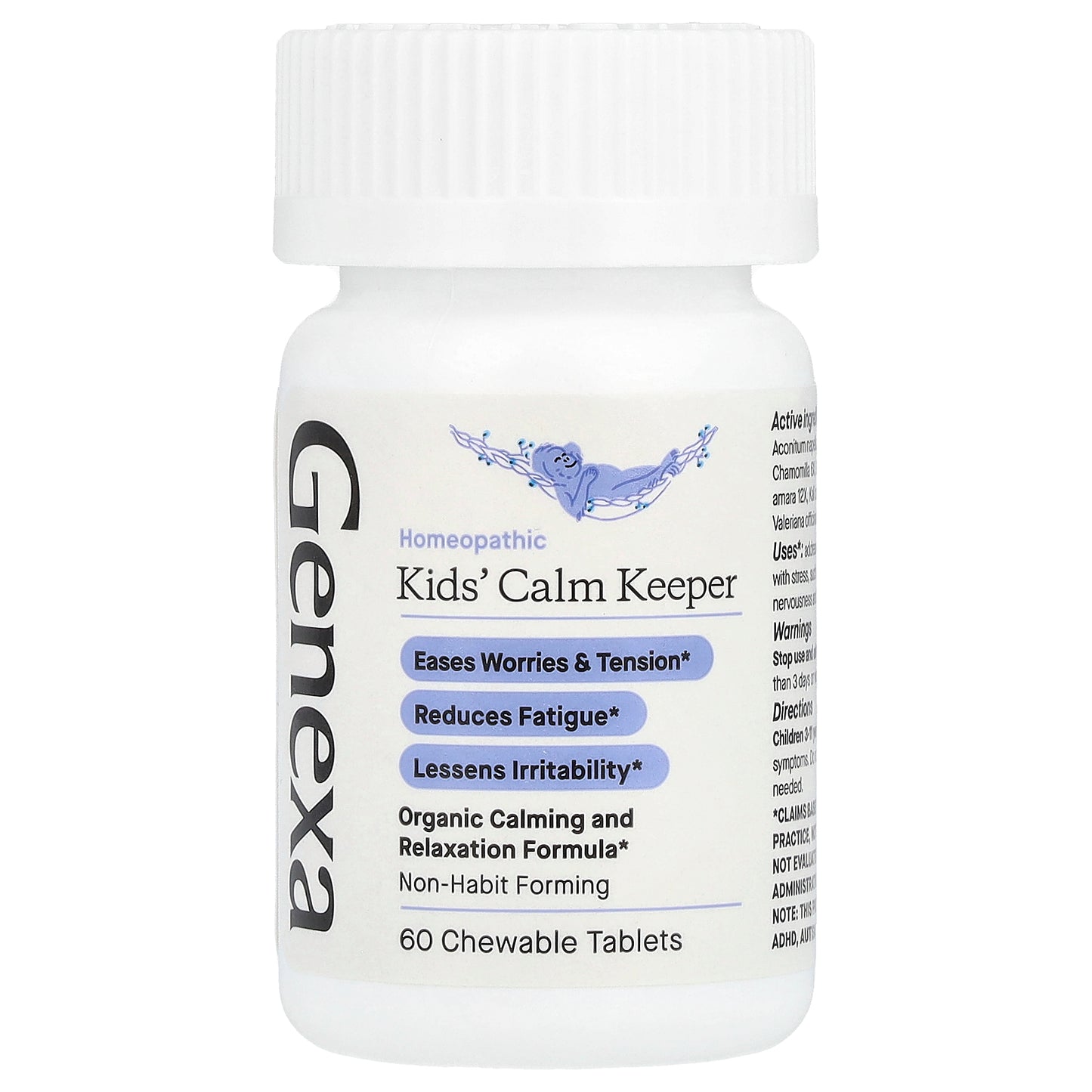 Genexa, Kids´ Calm Keeper, Ages 3-11, Vanilla & Lavender, 60 Chewable Tablets