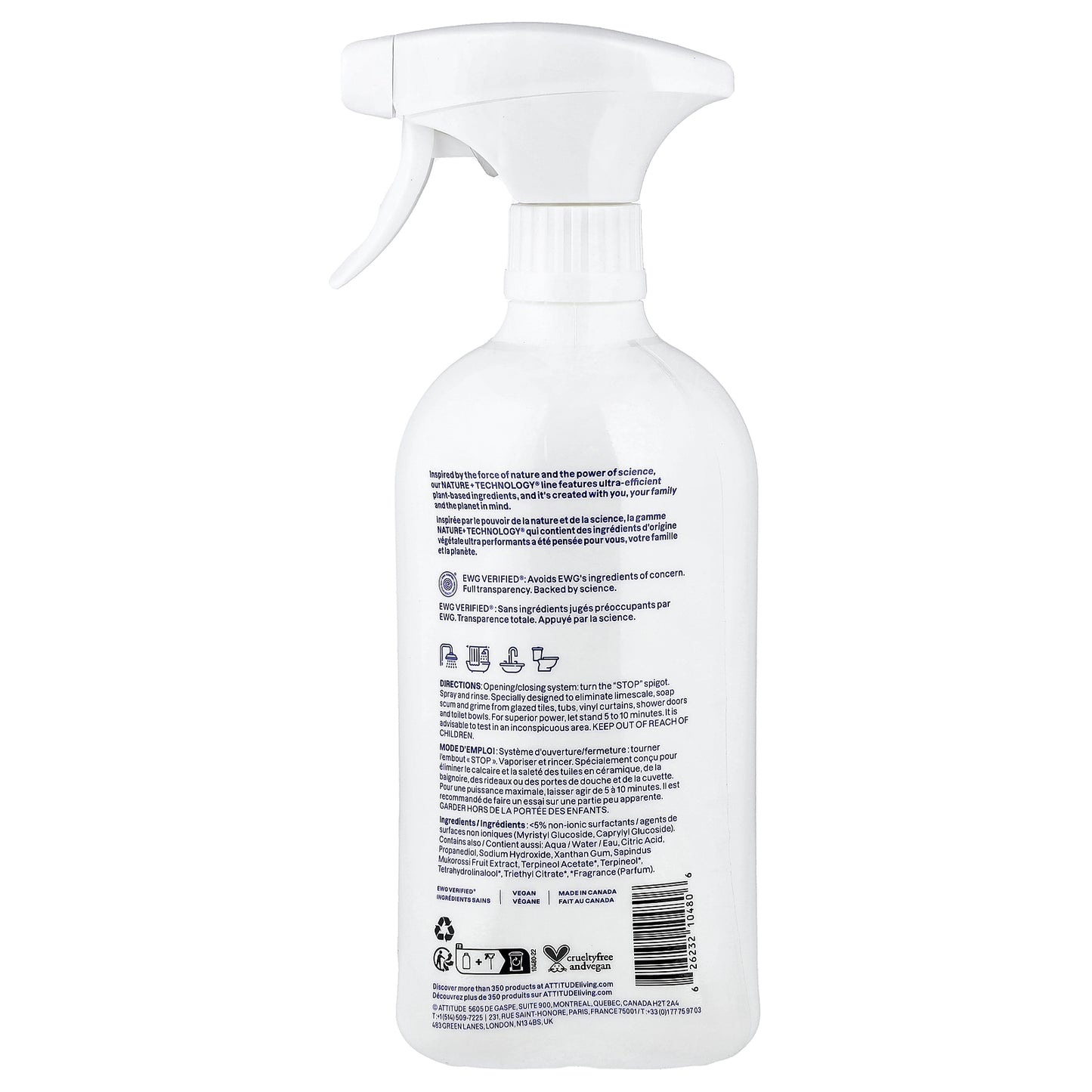 ATTITUDE, Bathroom Cleaner, Citrus Zest, 27.1 fl oz (800 ml)