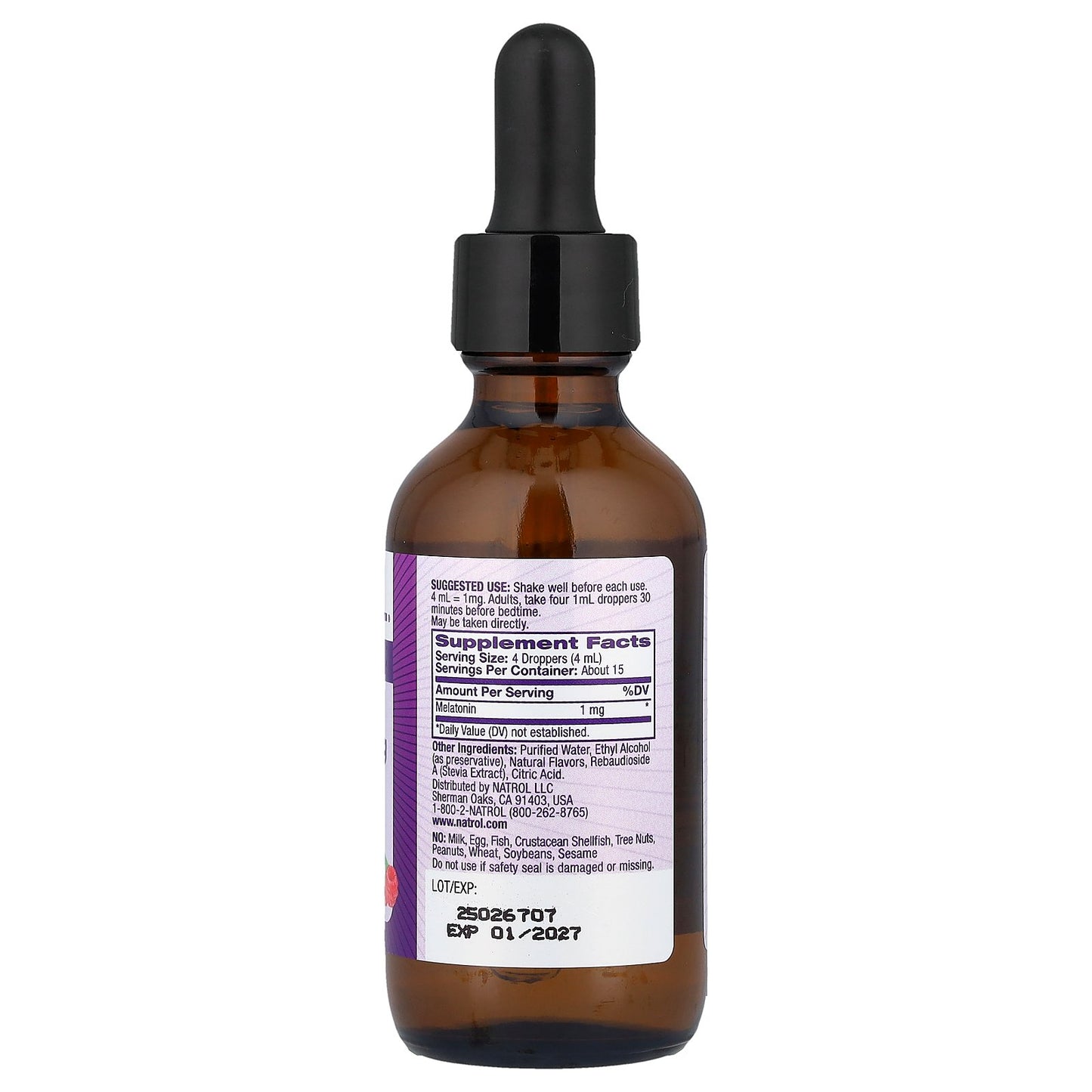 Natrol, Liquid Melatonin, Berry, 1 mg, 2 fl oz (60 ml)