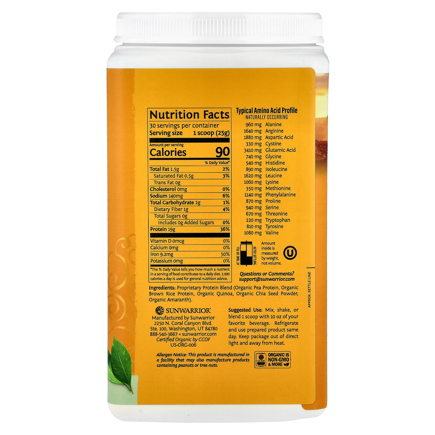 Sunwarrior, Classic Plus Protein, Unflavored, 1.65 lb (750 g)