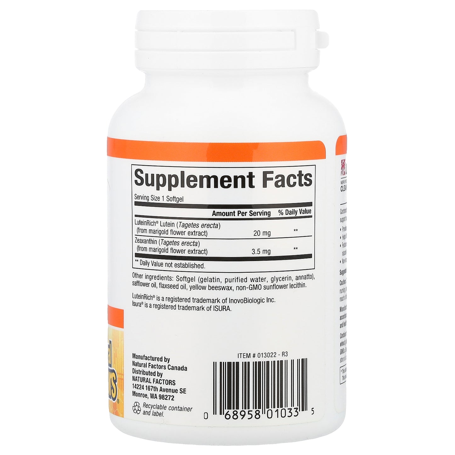 Natural Factors, Lutein With Zeaxanthin, 120 Softgels