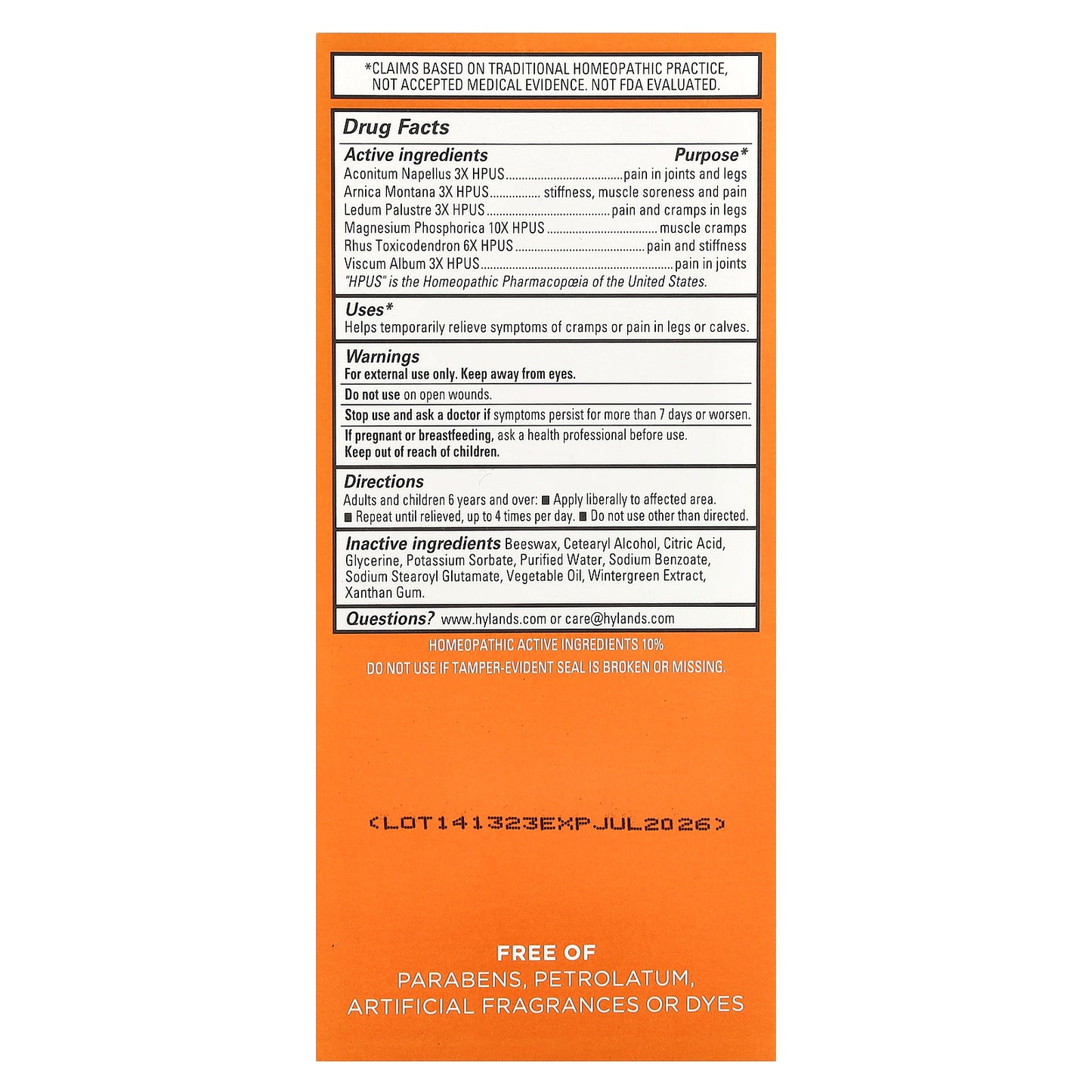 Hyland's Naturals, Leg Cramps Ointment, 2.5 oz (70.9 g)