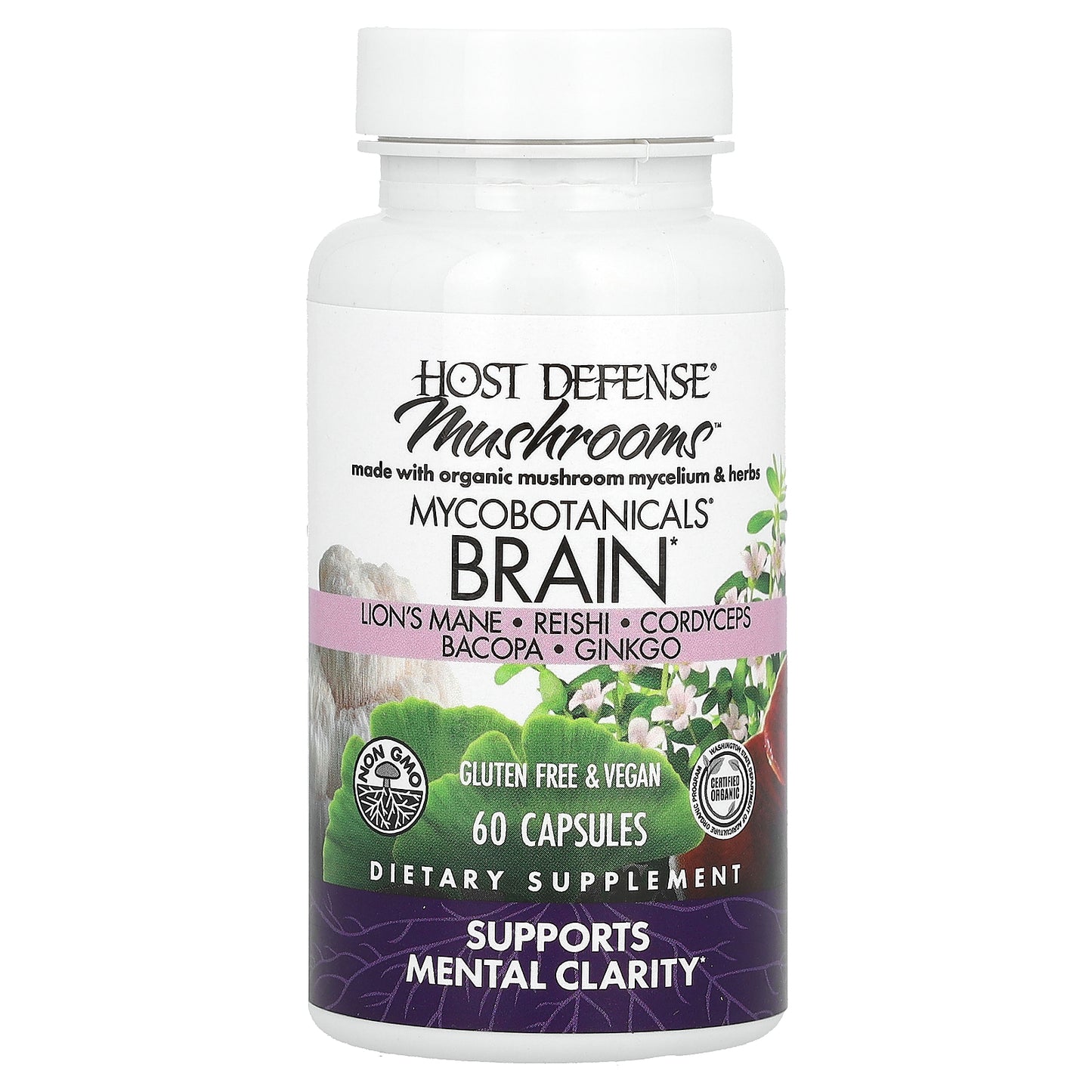 Host Defense, Mushrooms, MycoBotanicals, Brain, 60 Capsules