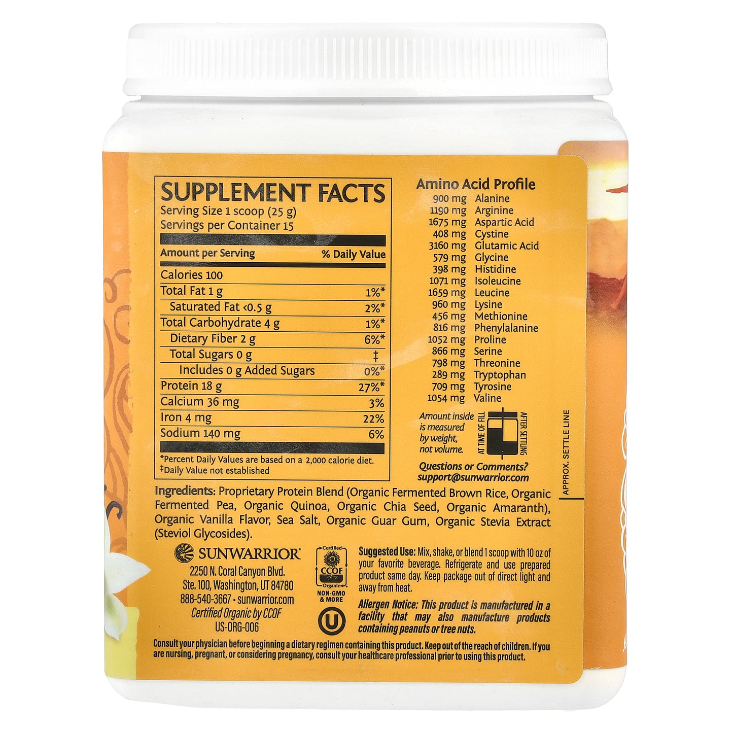 Sunwarrior, Classic Plus Protein, Vanilla, 13.2 oz (375 g)