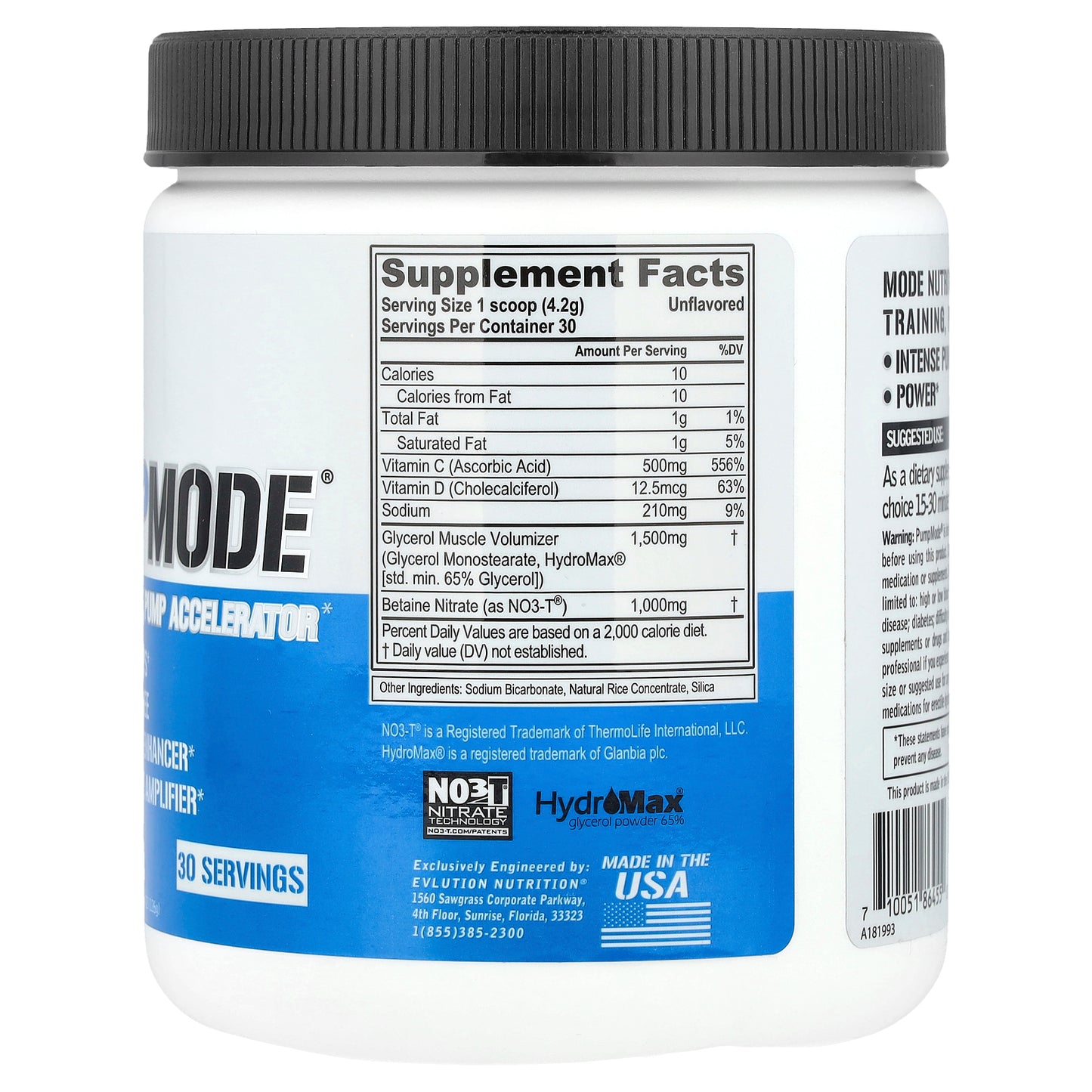 EVLution Nutrition, PumpMode®, Non-Stimulant Pump Accelerator, Unflavored, 4.44 oz (126 g)