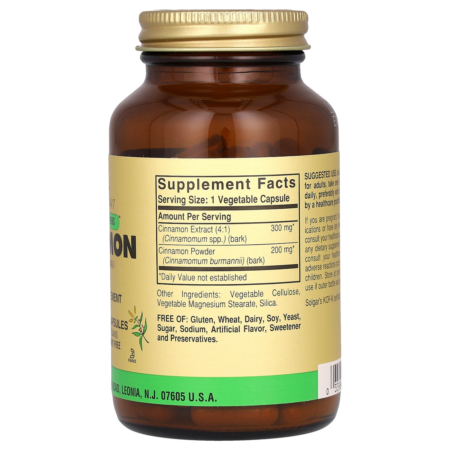 Solgar, Full Potency Herbs, Cinnamon, 100 Vegetable Capsules