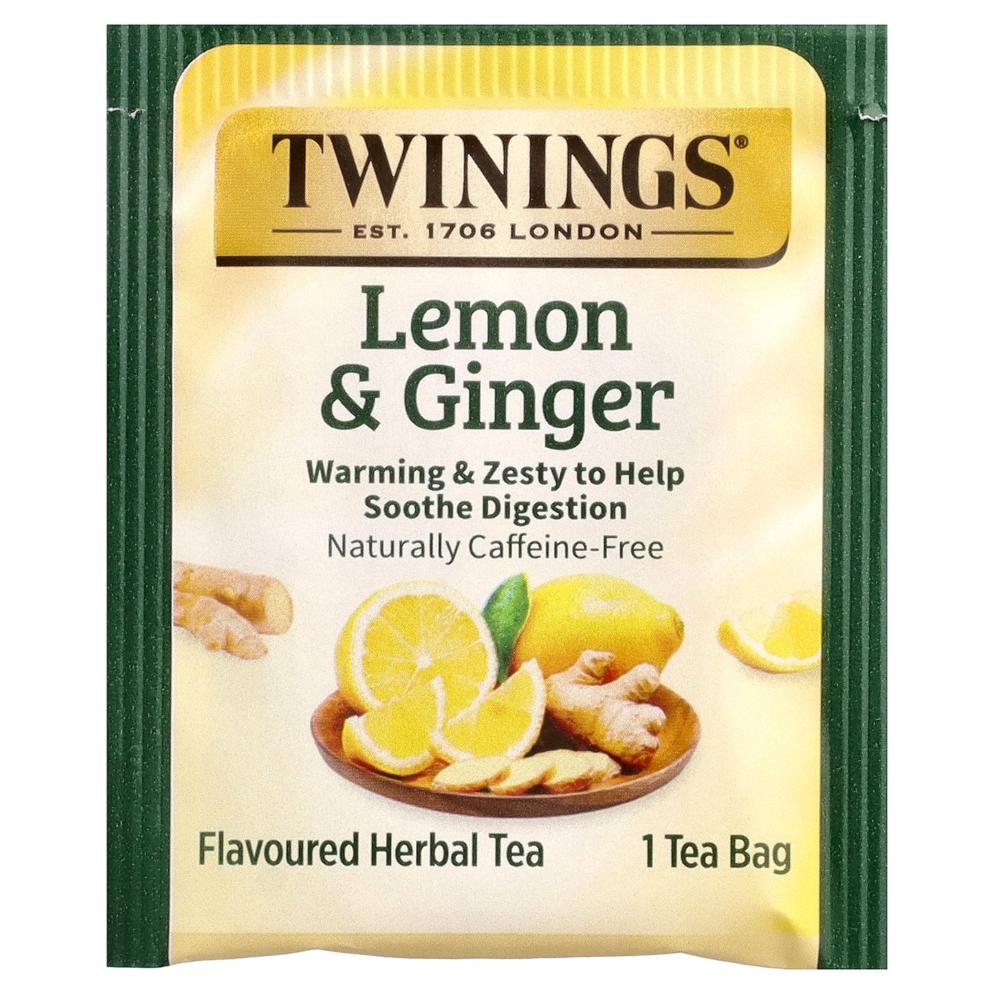 Twinings, Flavored Herbal Tea, Lemon & Ginger, Caffeine Free, 25 Tea Bags, 1.32 oz (37.5 g)