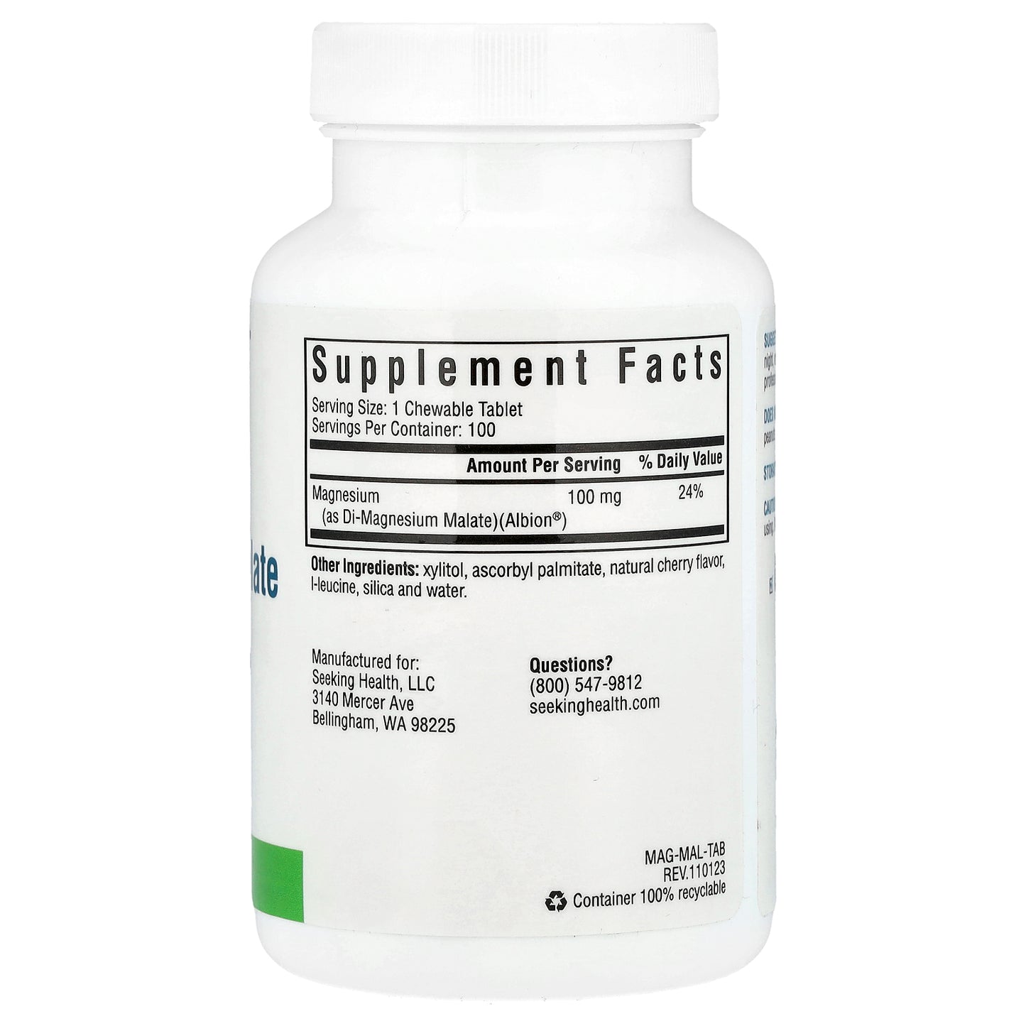 Seeking Health, Magnesium Malate Chewable, 100 mg, 100 Chewable Tablets