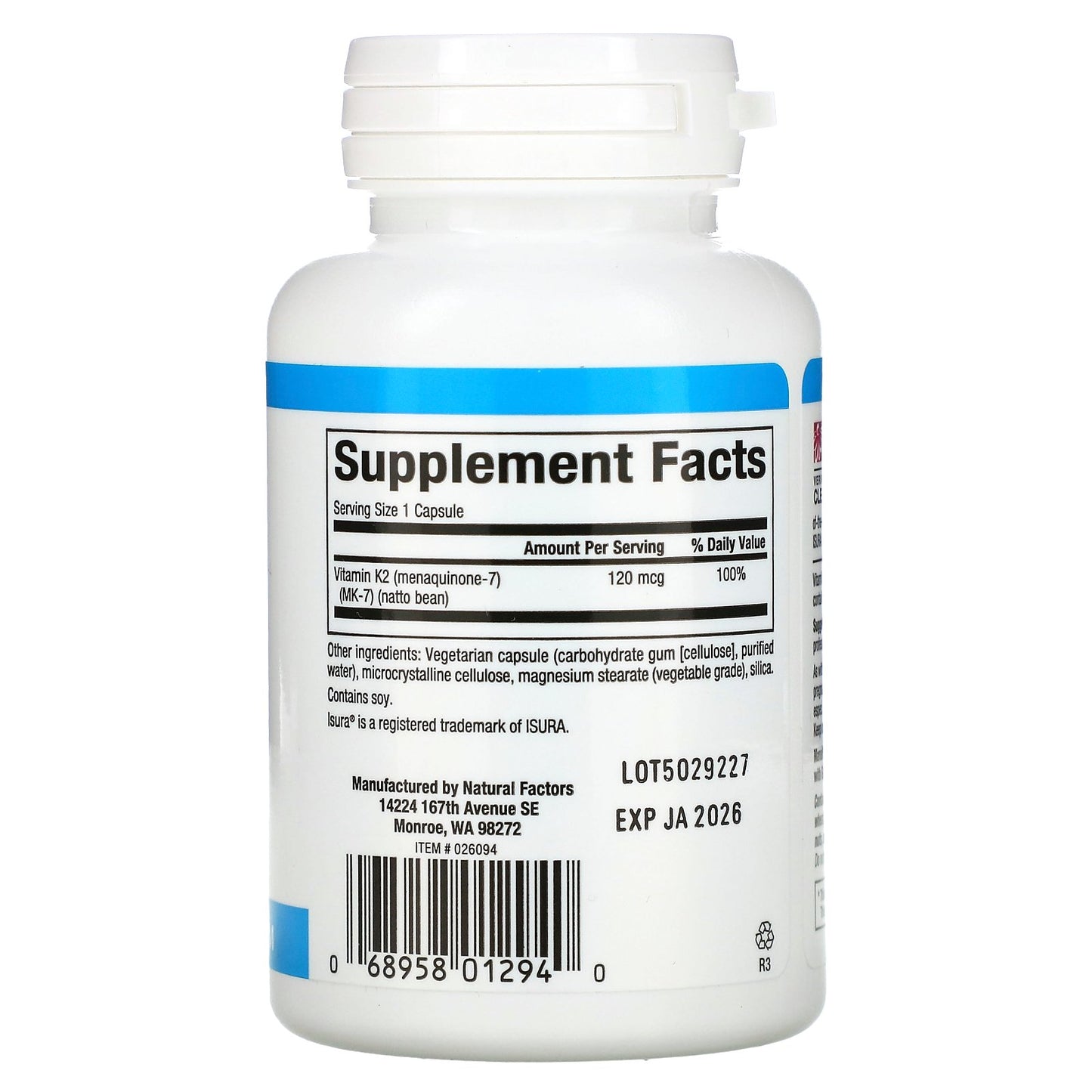 Natural Factors, Vitamin K2, 120 mcg, 60 Vegetarian Capsules