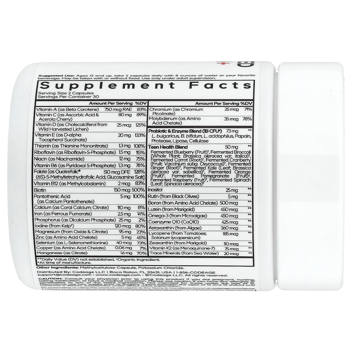 Codeage, Teen Fermented Multivitamin+, 60 Vegetable Capsules