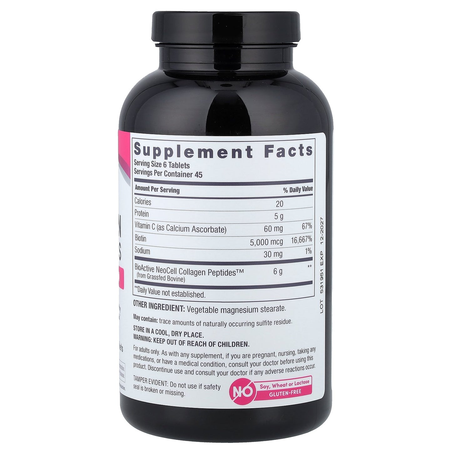 NeoCell, Grassfed Collagen Peptides + Vitamin C & Biotin, 270 Tablets