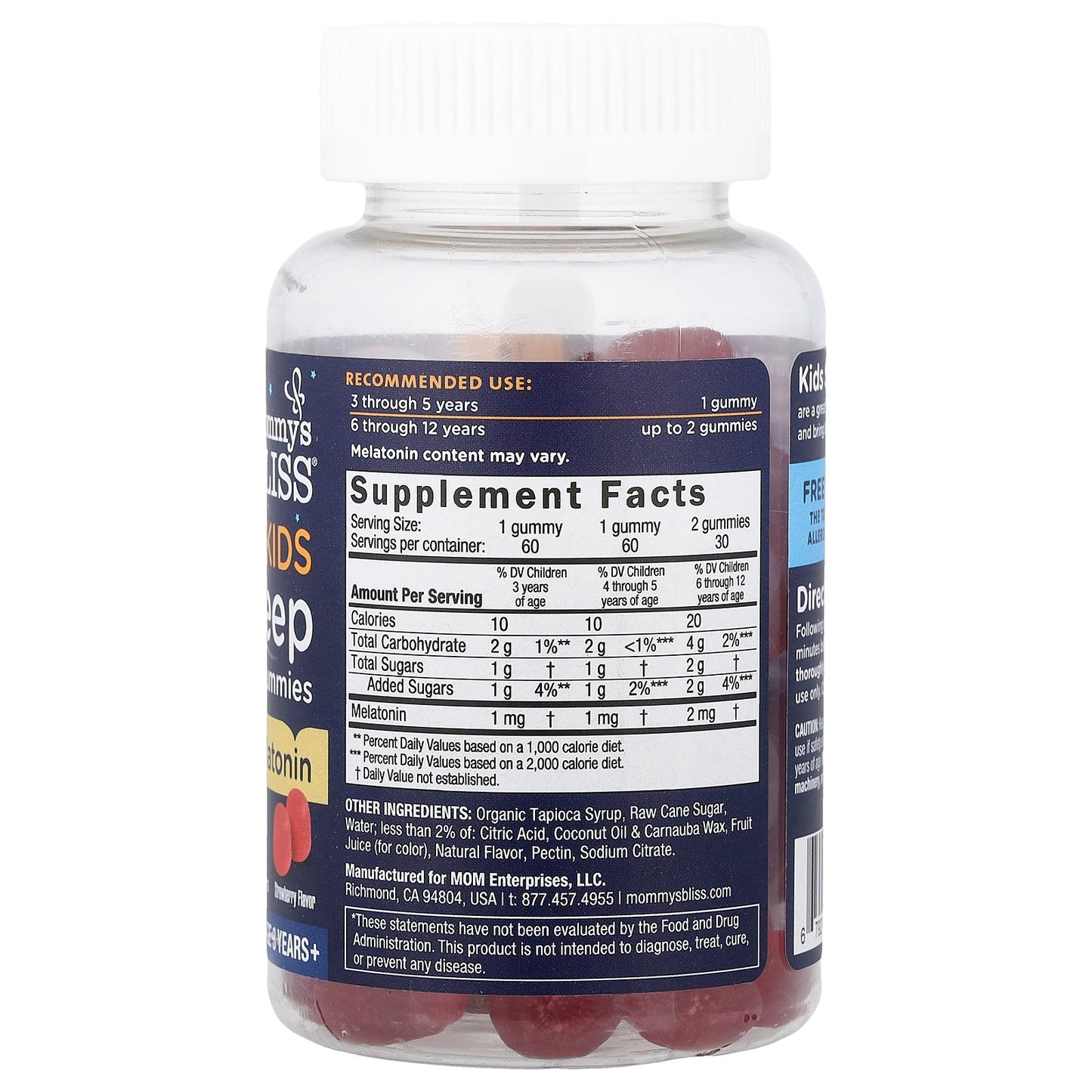 Mommy's Bliss, Kids Sleep Gummies With Melatonin, Age 3 Years+, Strawberry, 60 Gummies