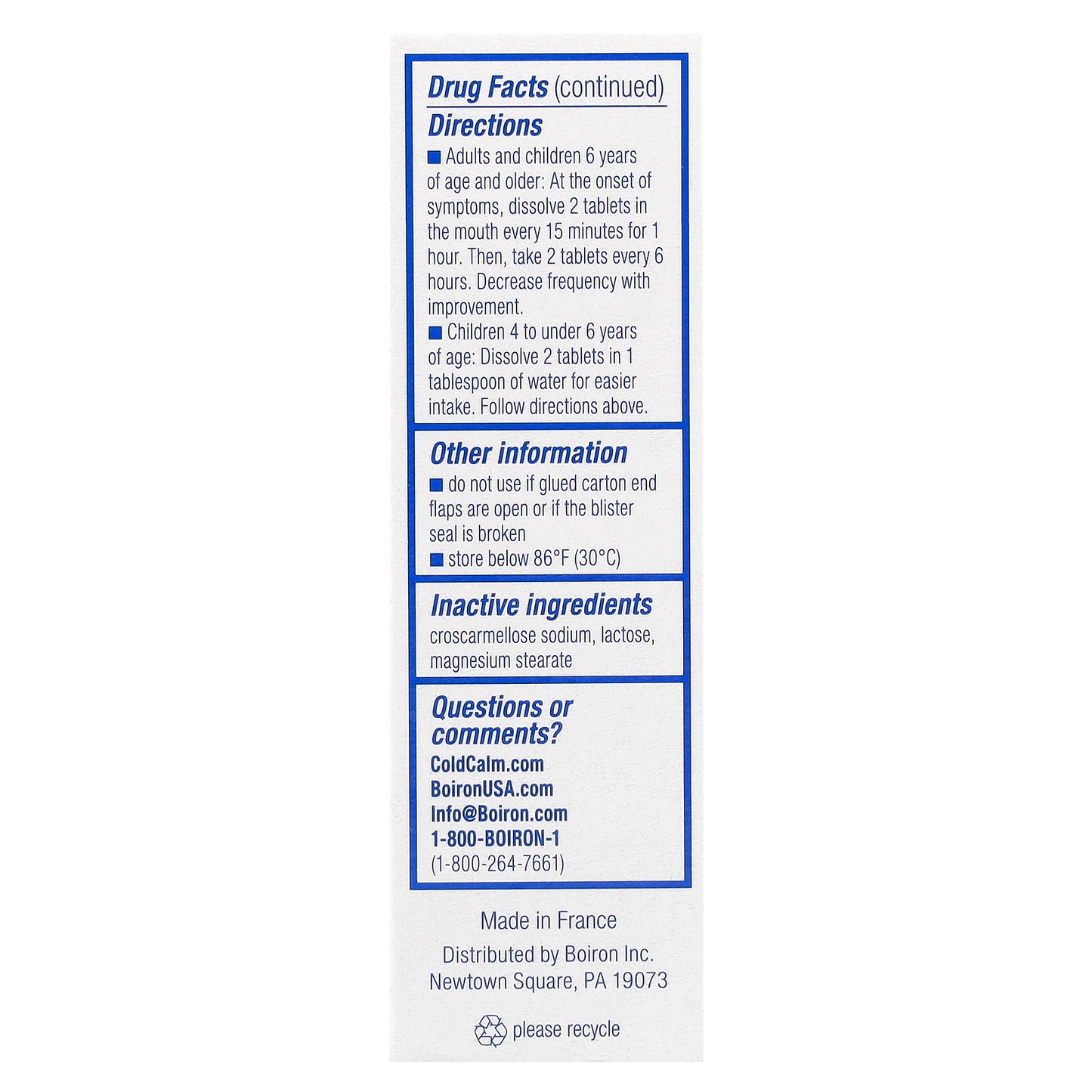 Boiron, ColdCalm® Meltaway, Ages 4+, Unflavored, 60 Meltaway Tablets