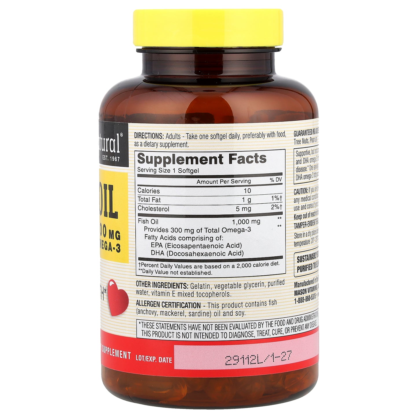 Mason Natural, Fish Oil, 1,000 mg, 120 Softgels