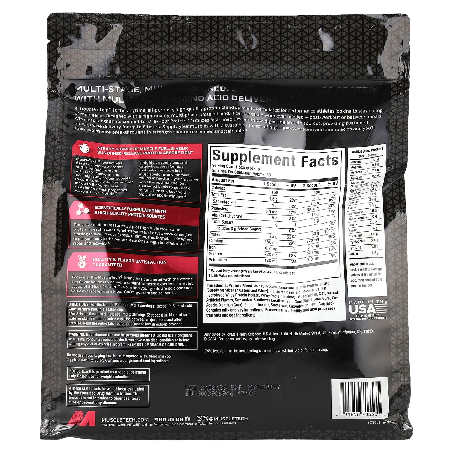 MuscleTech, Platinum 8-Hour Protein™, Vanilla Cake, 4.6 lbs (2.09 kg)