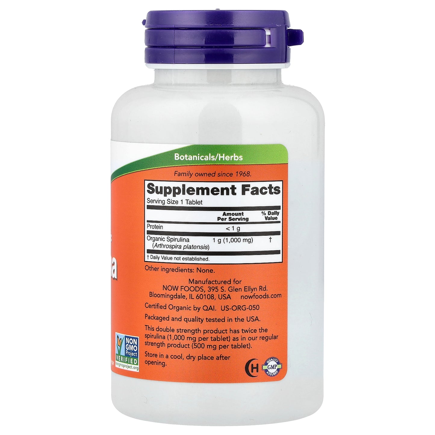 NOW Foods, Certified Organic Spirulina, 1,000 mg, 120 Tablets