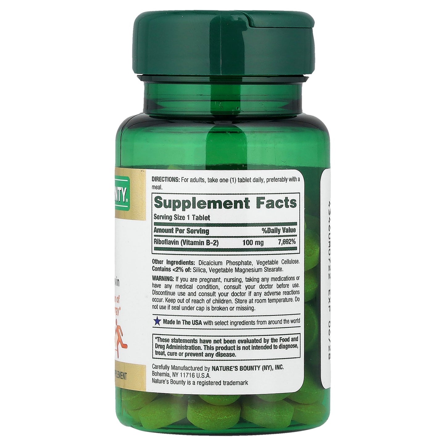 Nature's Bounty, Vitamin B-2, 100 mg, 100 Coated Tablets