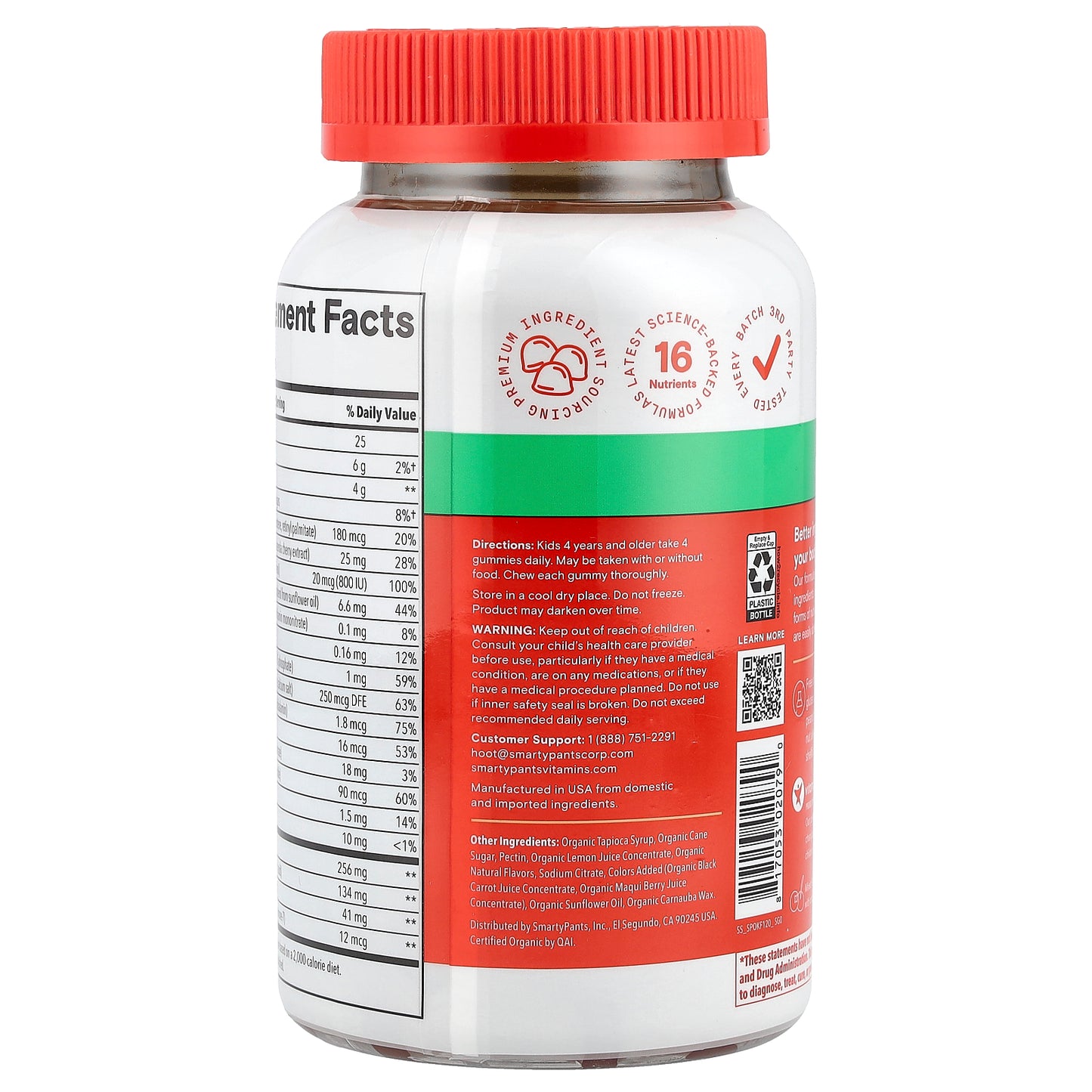 SmartyPants, Kids Organic, Multi & Omegas Gummies, Mixed Berry and Cherry, 120 Gummies