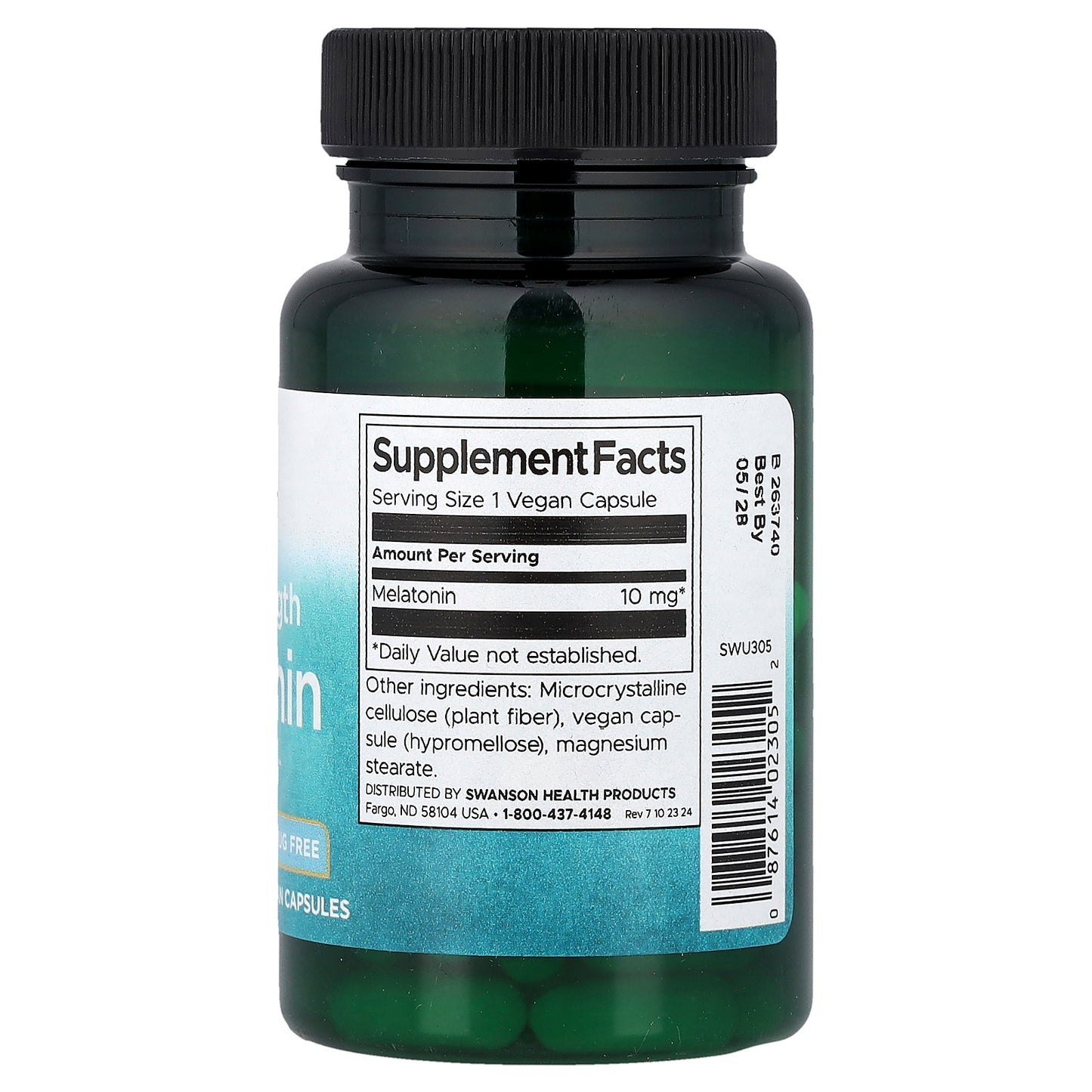 Swanson, Melatonin, Triple Strength, 10 mg, 60 Vegan Capsules