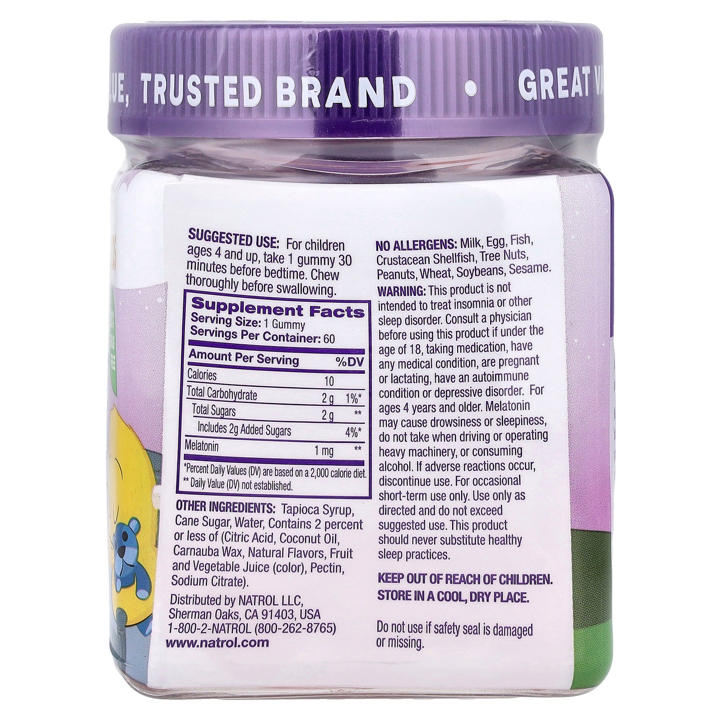 Natrol, Kids, Melatonin Gummies, Ages 4+, Raspberry, 1 mg, 60 Gummies