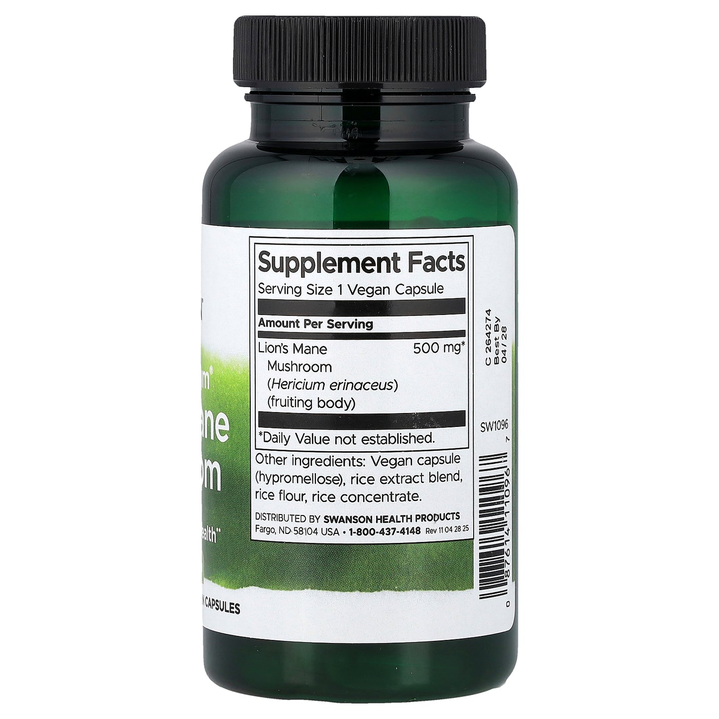 Swanson, Full Spectrum® Lion's Mane Mushroom, 500 mg, 60 Vegan Capsules