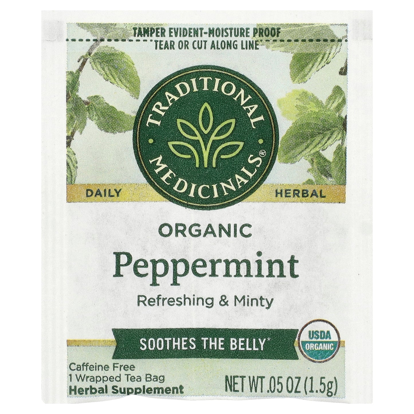 Traditional Medicinals, Organic Peppermint, Caffeine Free, 16 Wrapped Tea Bags, 0.85 oz (24 g)