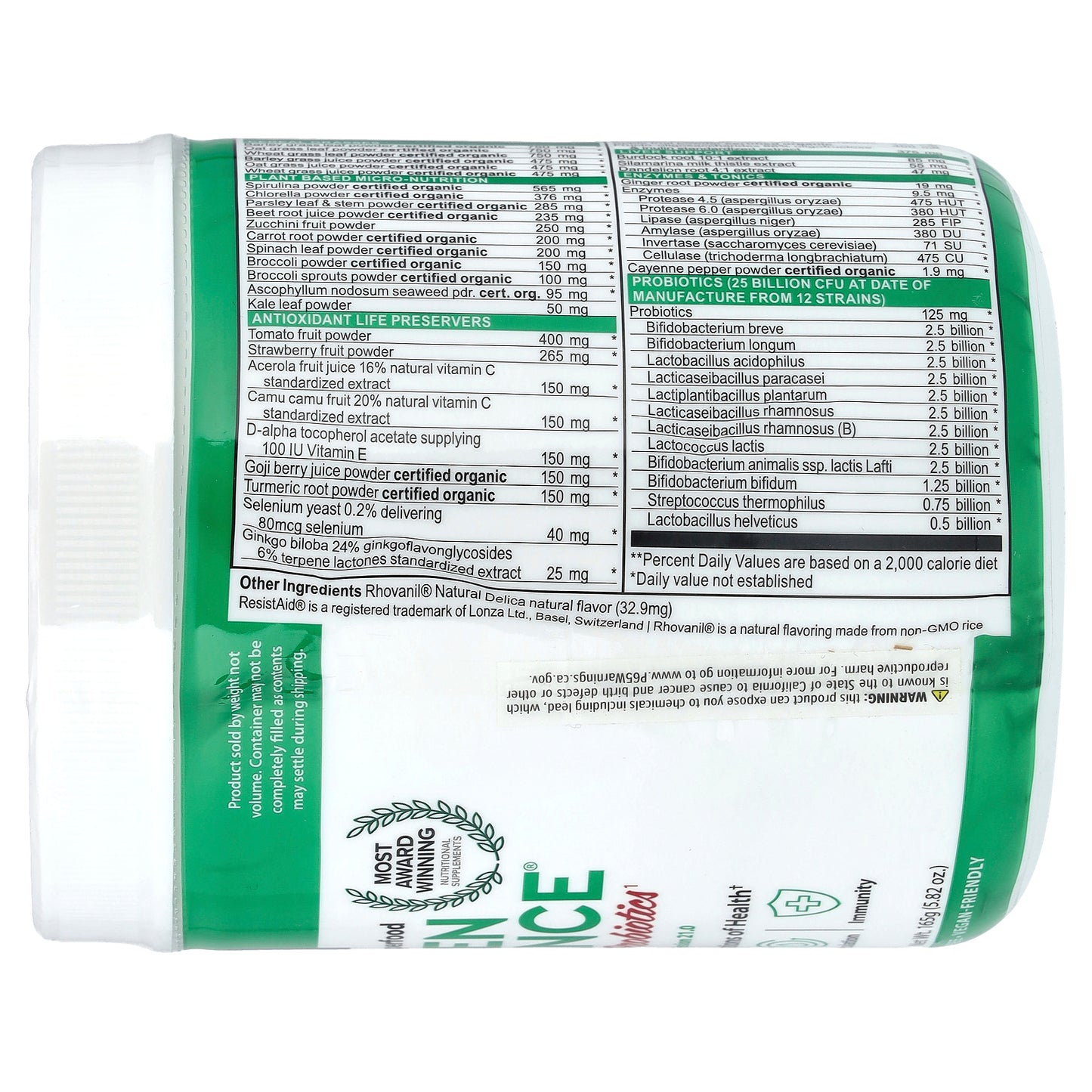 Vibrant Health, Green Vibrance +25 Billion Probiotics, Version 21.0, 5.82 oz (165 g)