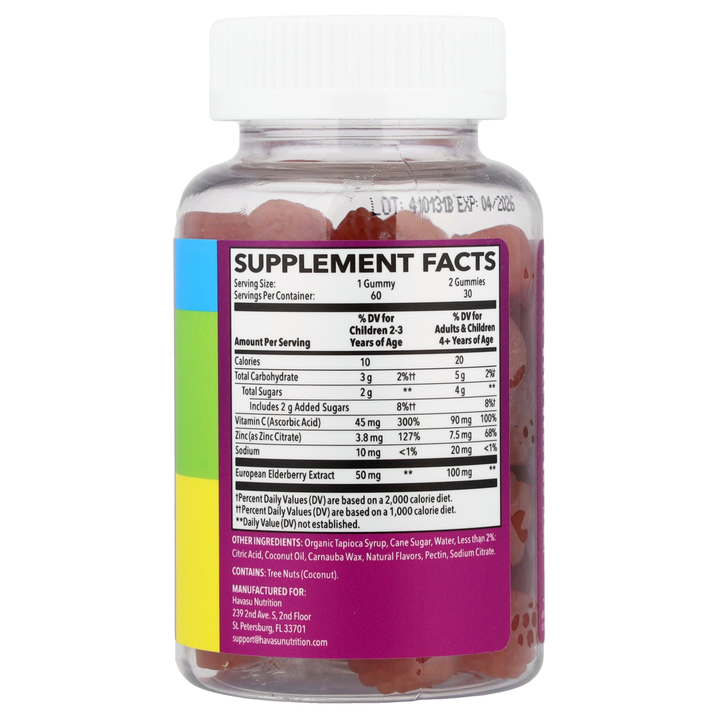 Havasu Nutrition, Elderberry Immune Gummies For Kids, Berry, 60 Gummies